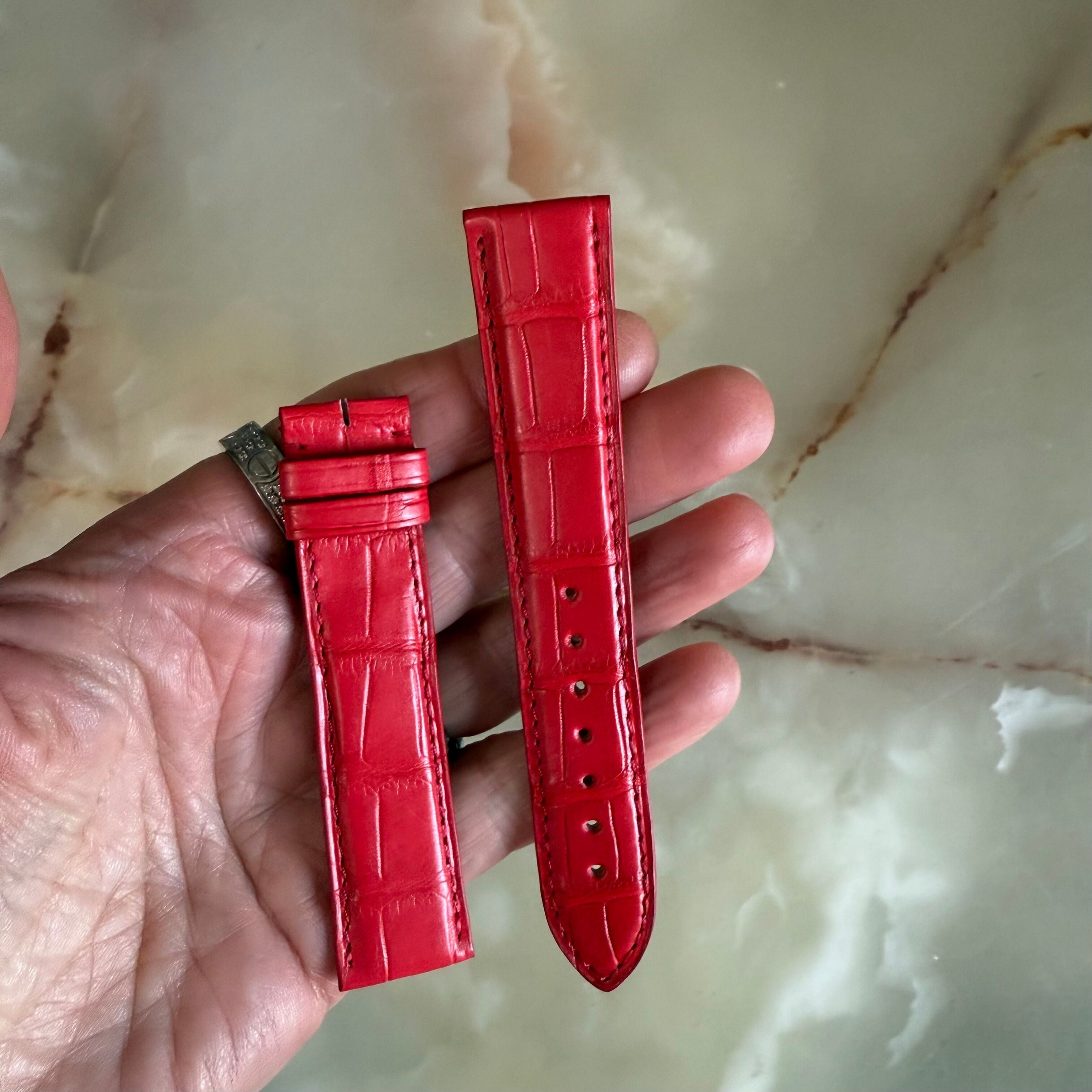 Authentic Cartier Red Alligator Watch Strap Band 20mm KD18BL66-S06