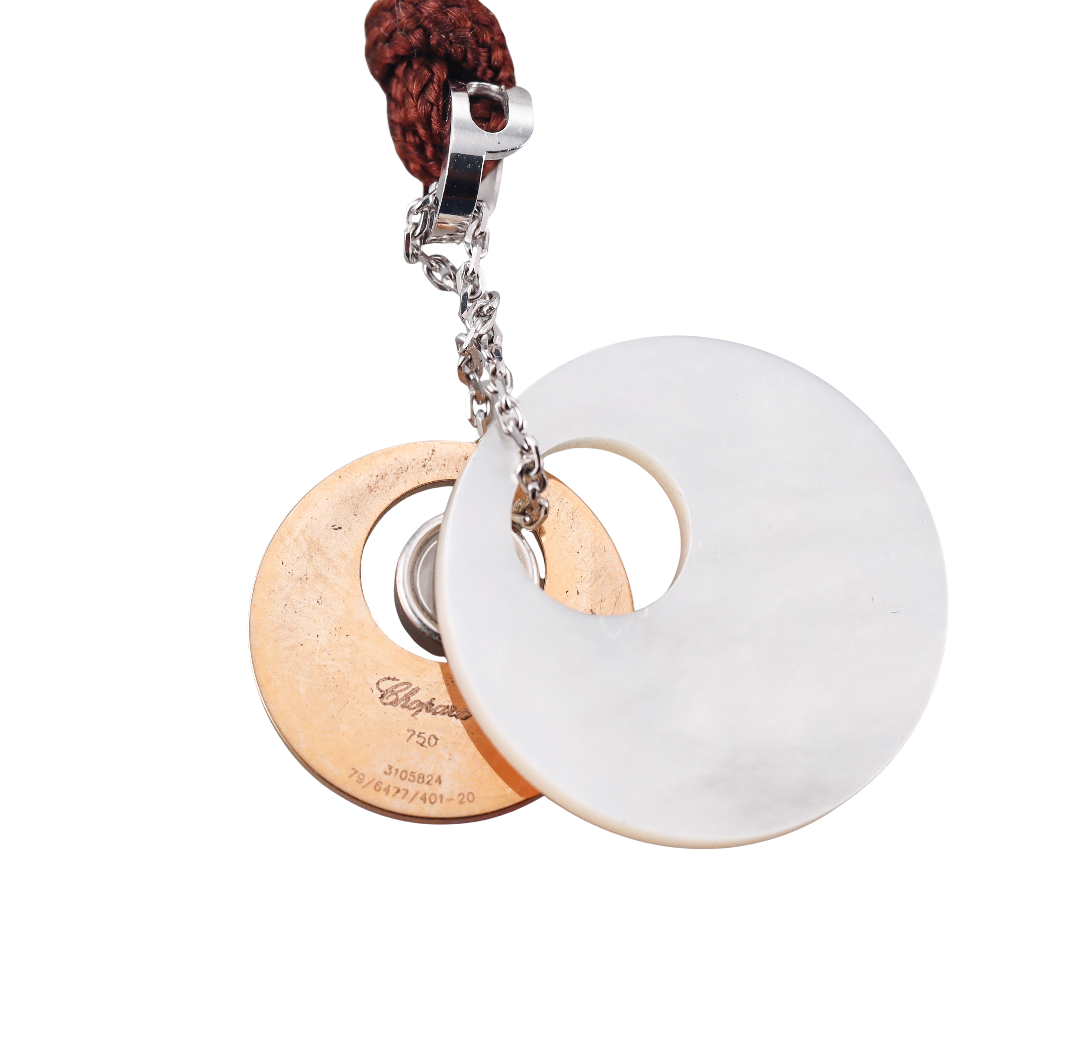 Chopard Mother of Pearl Diamond Yellow White Gold Pendant Necklace 796477-9001