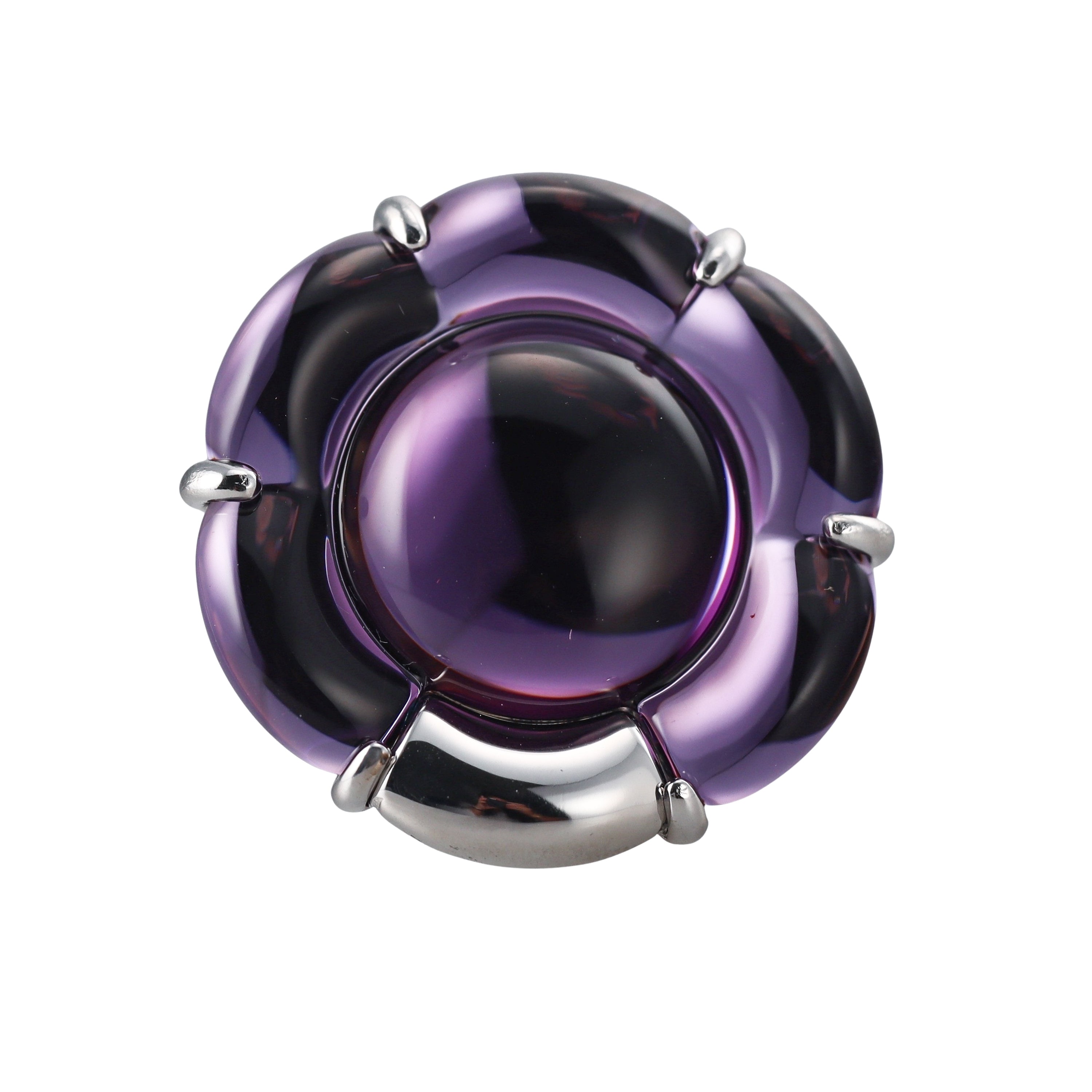 Baccarat B Flower Sterling Silver Purple Ring Medium 2806565