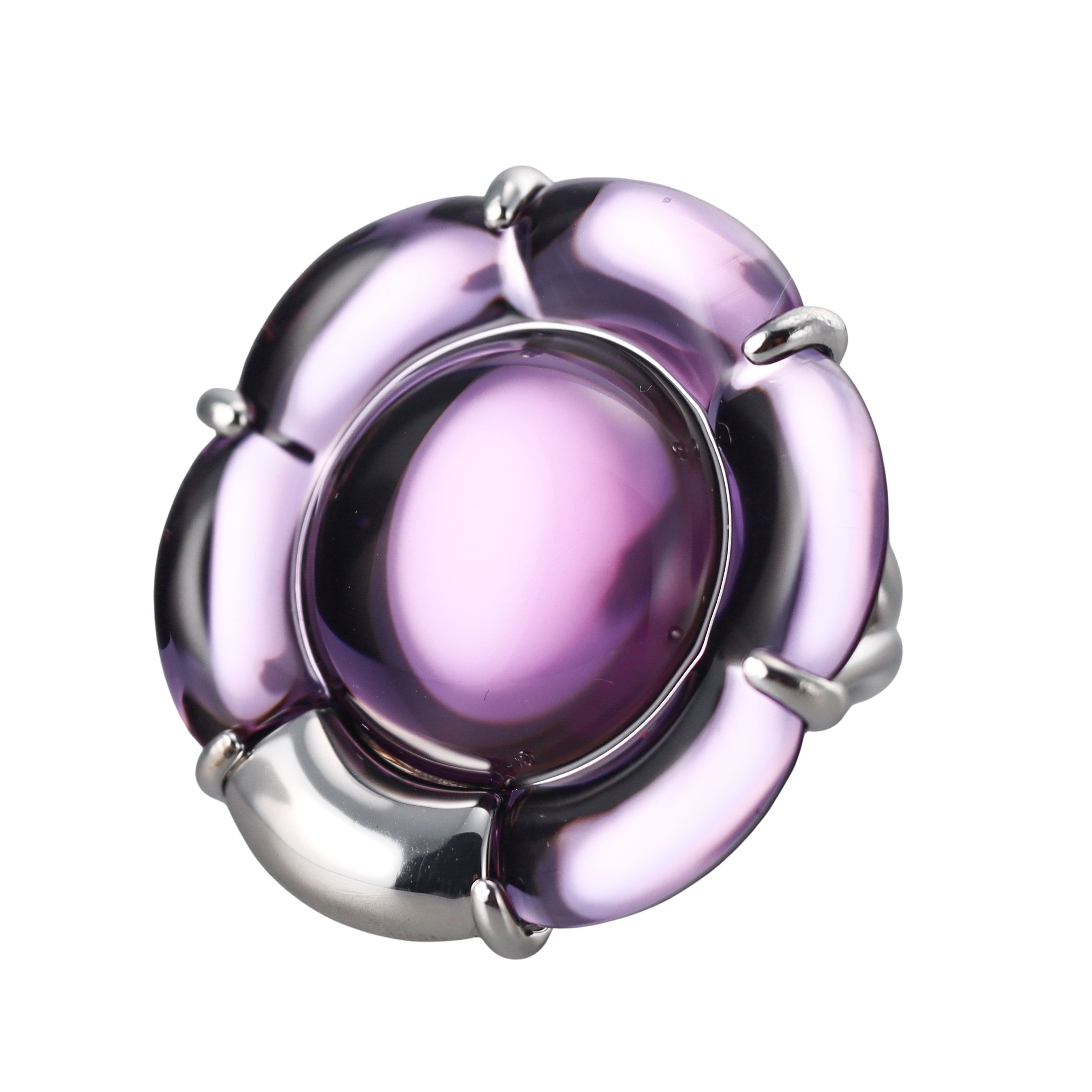 Baccarat B Flower Sterling Silver Purple Ring Medium 2806565
