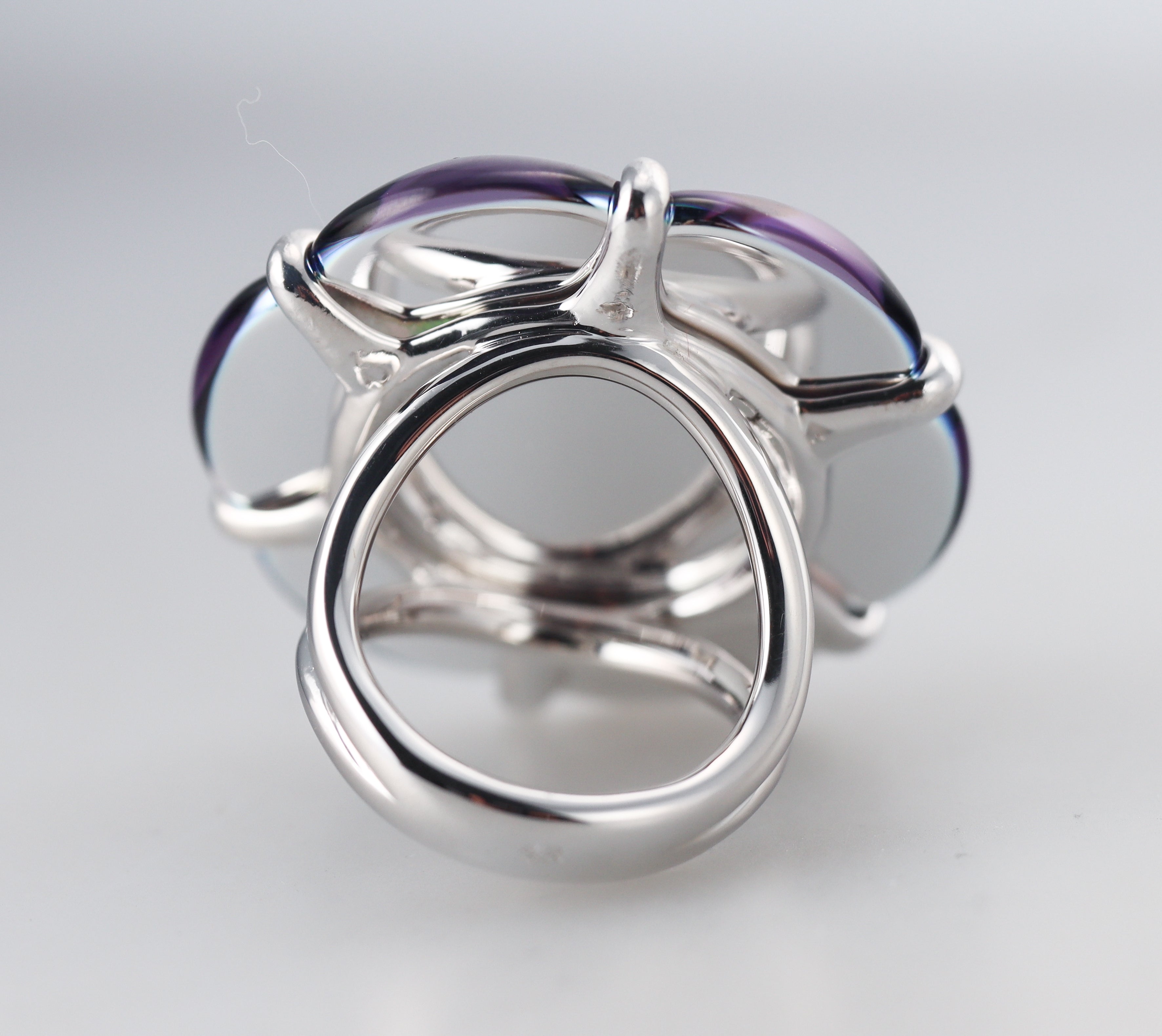 Baccarat B Flower Sterling Silver Purple Ring Medium 2806565
