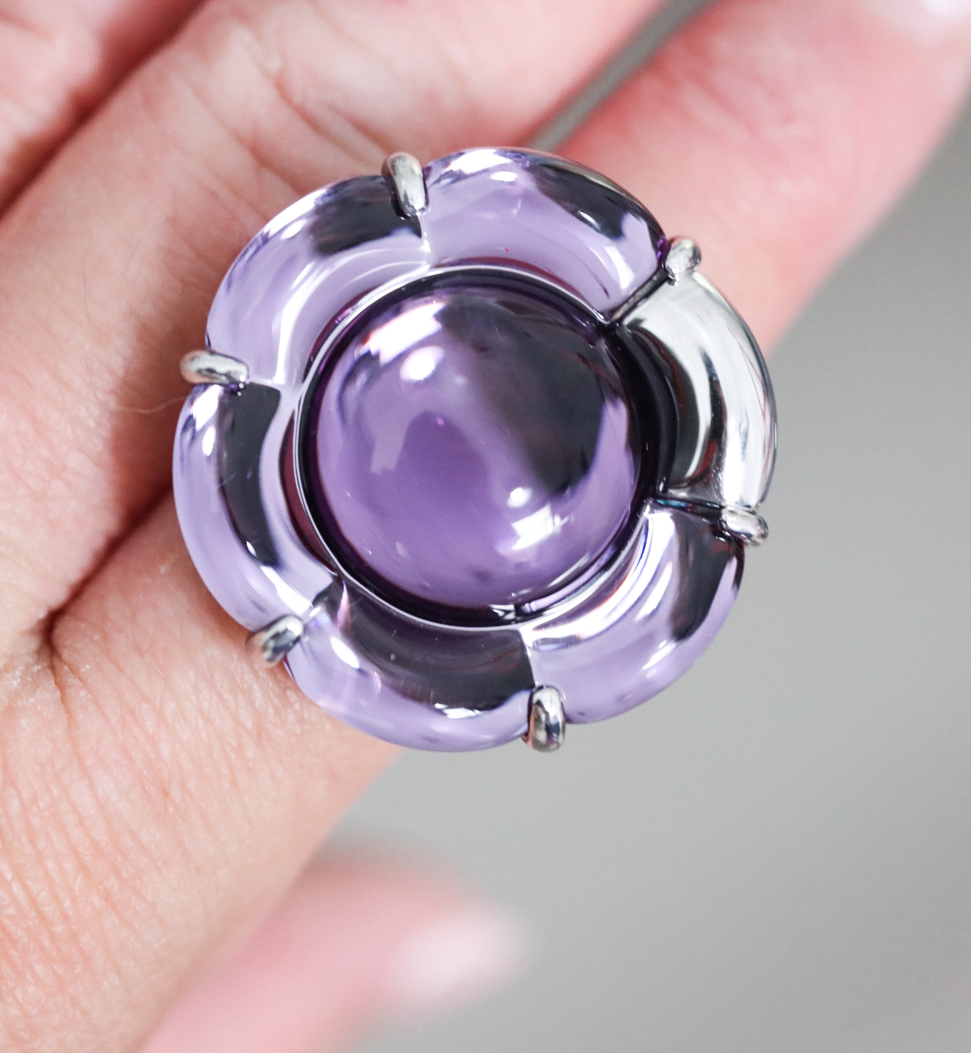 Baccarat B Flower Sterling Silver Purple Ring Medium 2806565