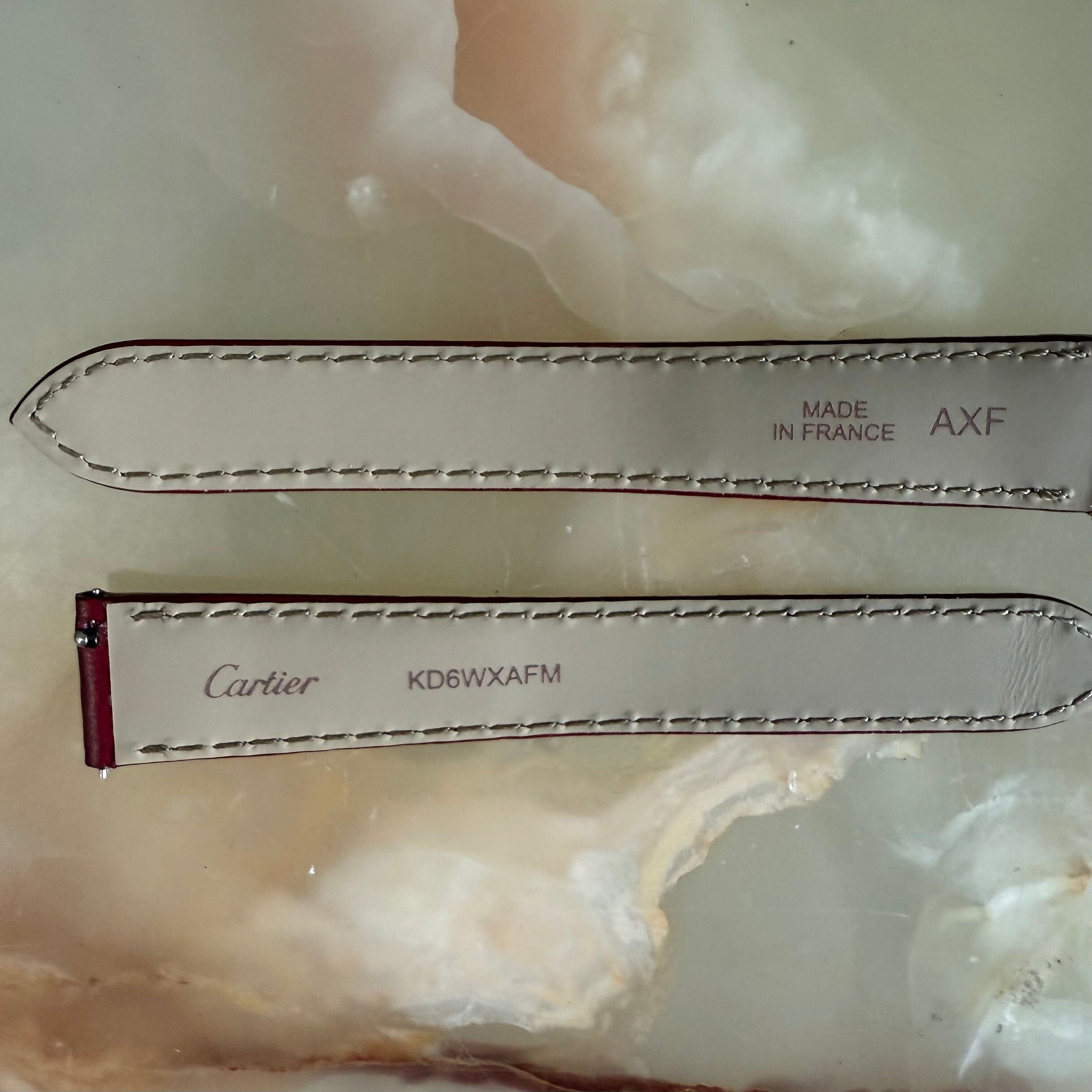 Authentic Cartier Red Leather Watch Strap Band 16mm KD6WXAFM
