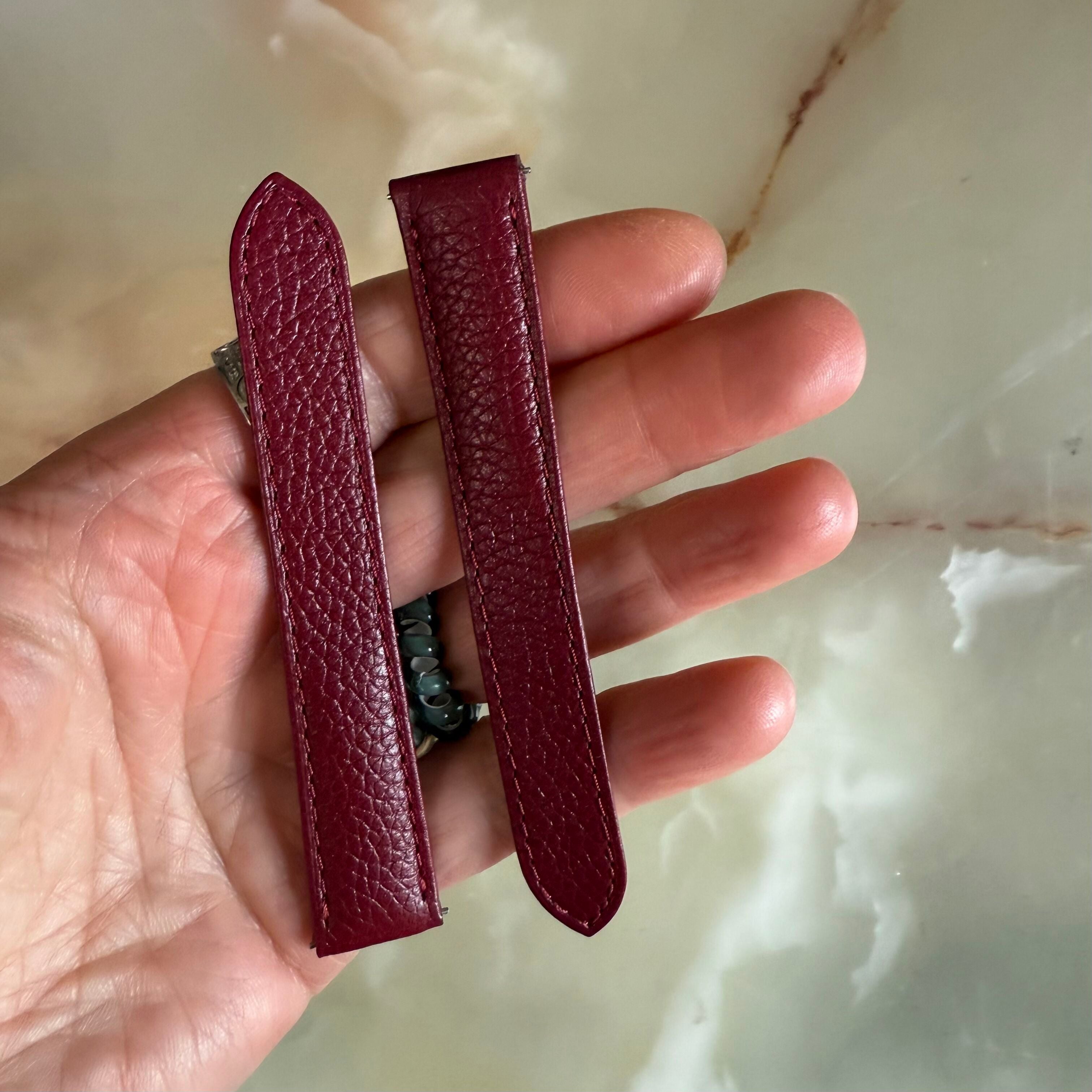 Authentic Cartier Red Leather Watch Strap Band 16mm KD6WXAFM