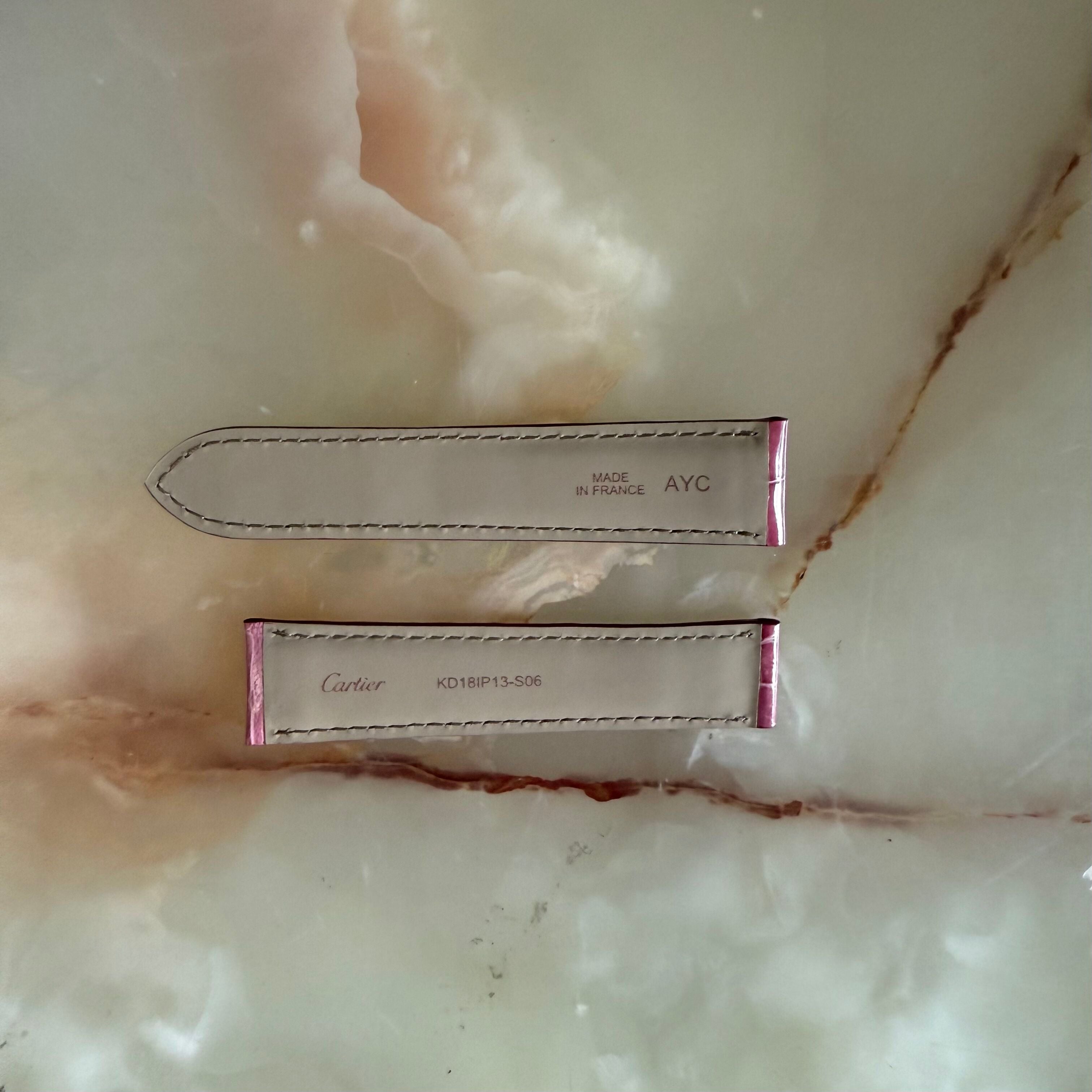 Authentic Cartier Pink Alligator Watch Strap Band 20mm KD18IP13-S06
