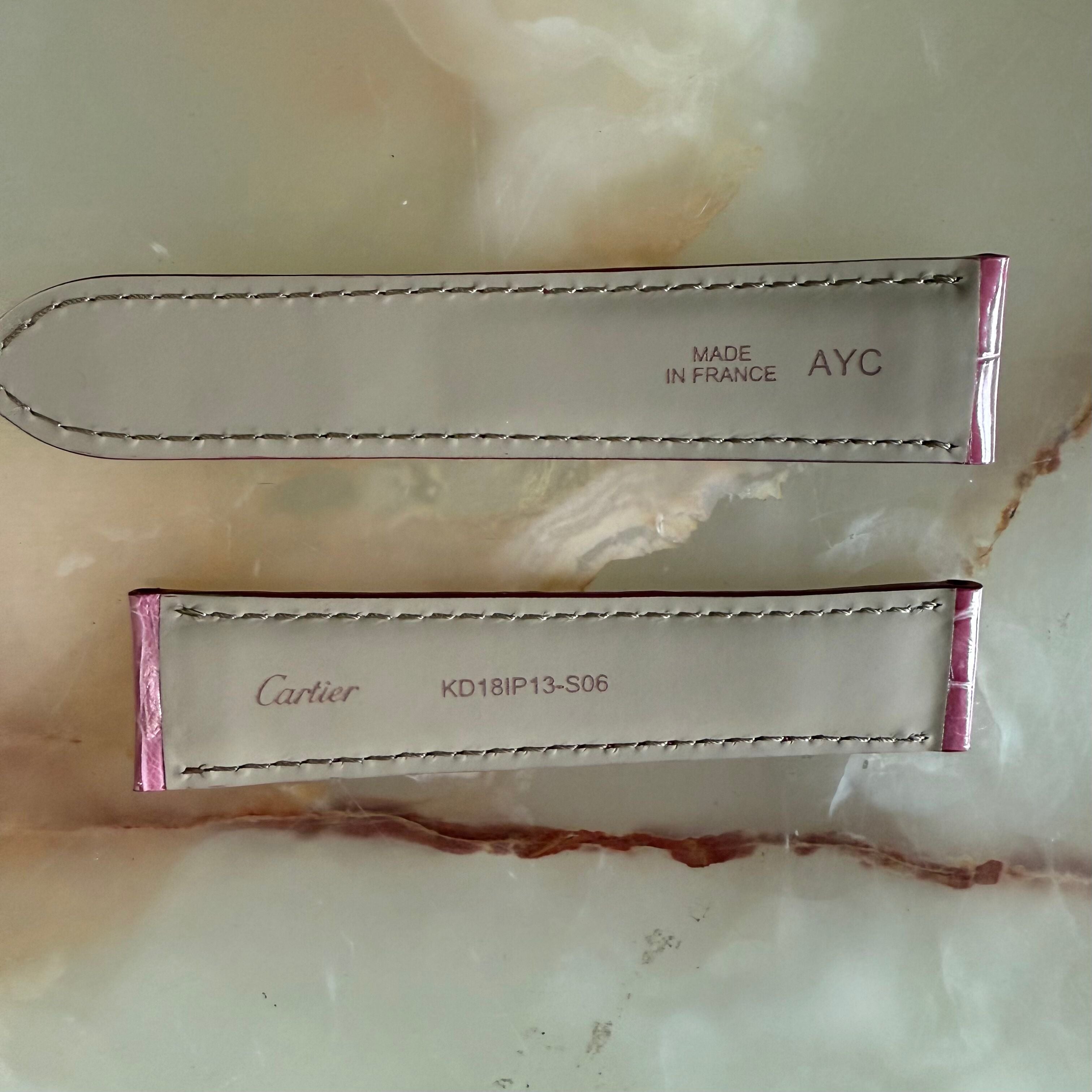 Authentic Cartier Pink Alligator Watch Strap Band 20mm KD18IP13-S06