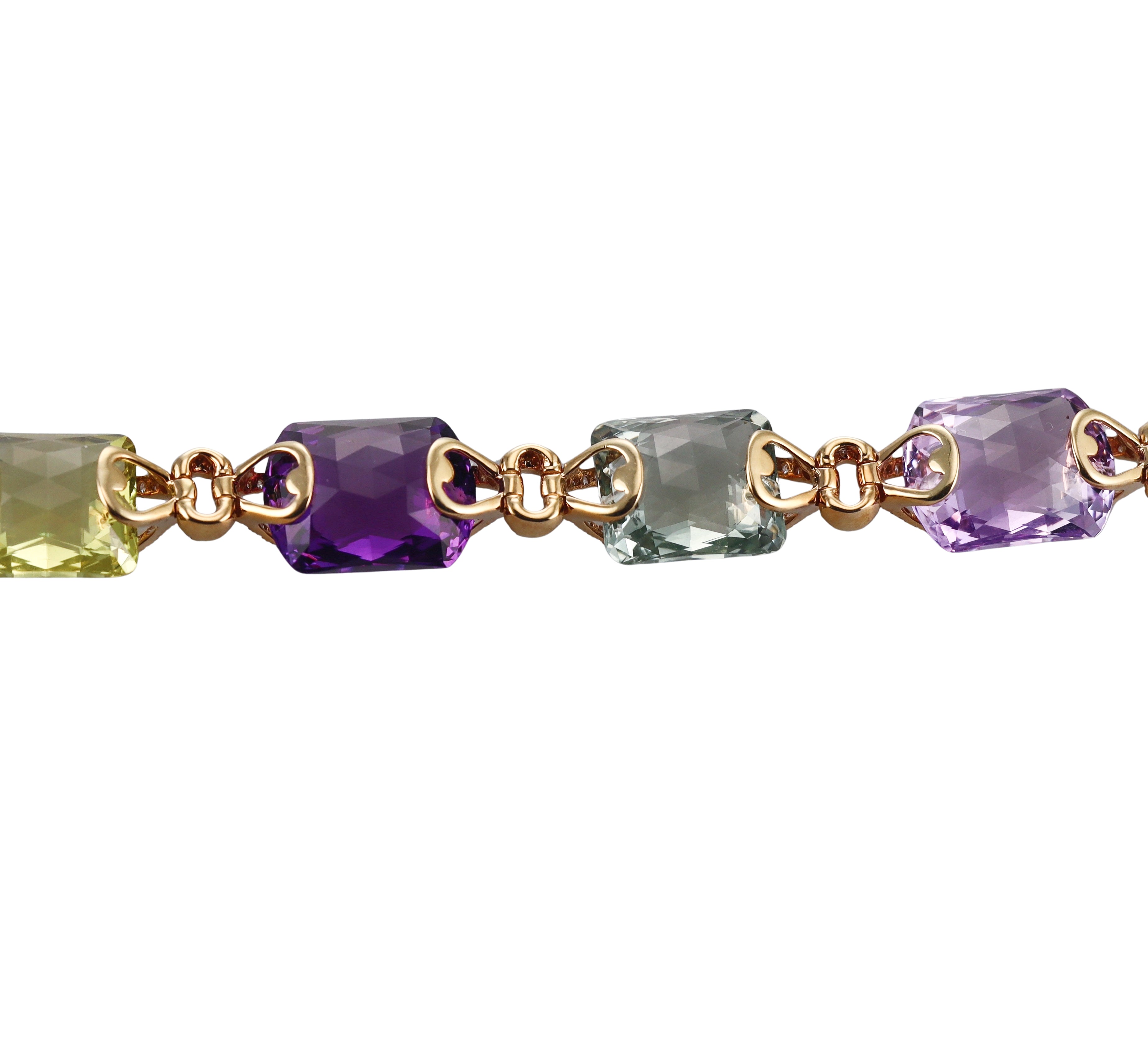 Gold Multi Color Gemstone Diamond Bracelet