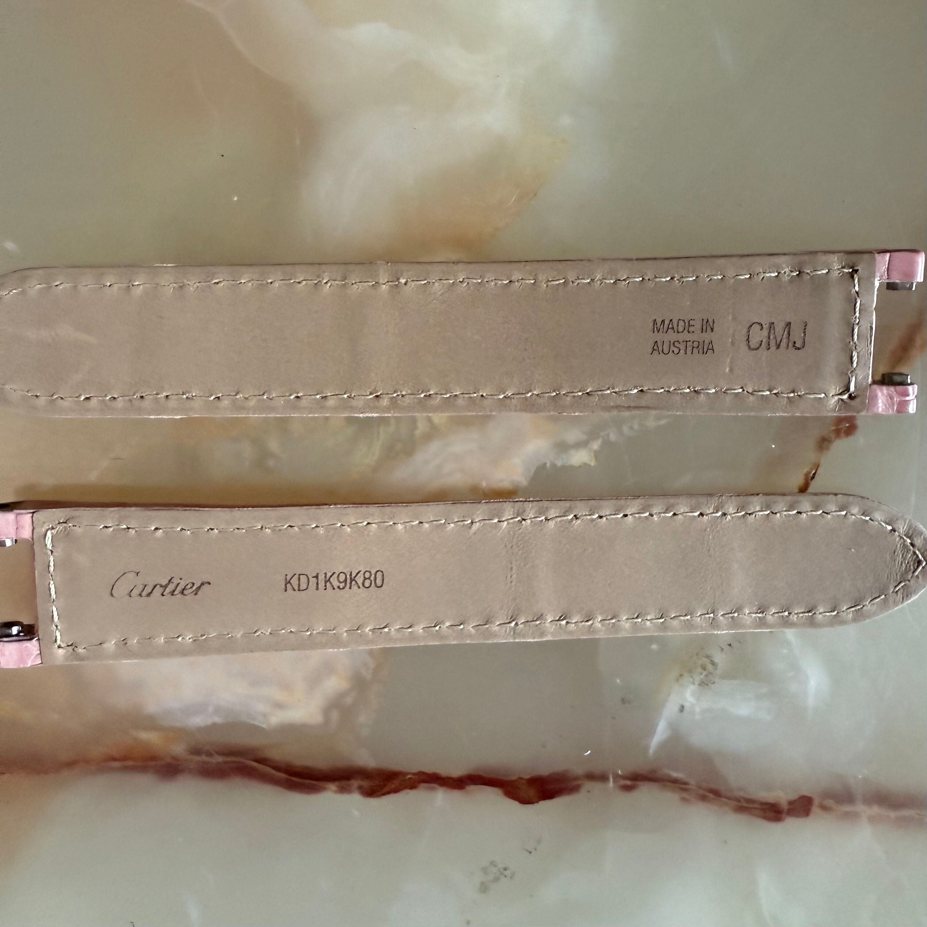 Authentic Cartier Pasha Pink Alligator Watch Strap Band 17mm KD1K9K80