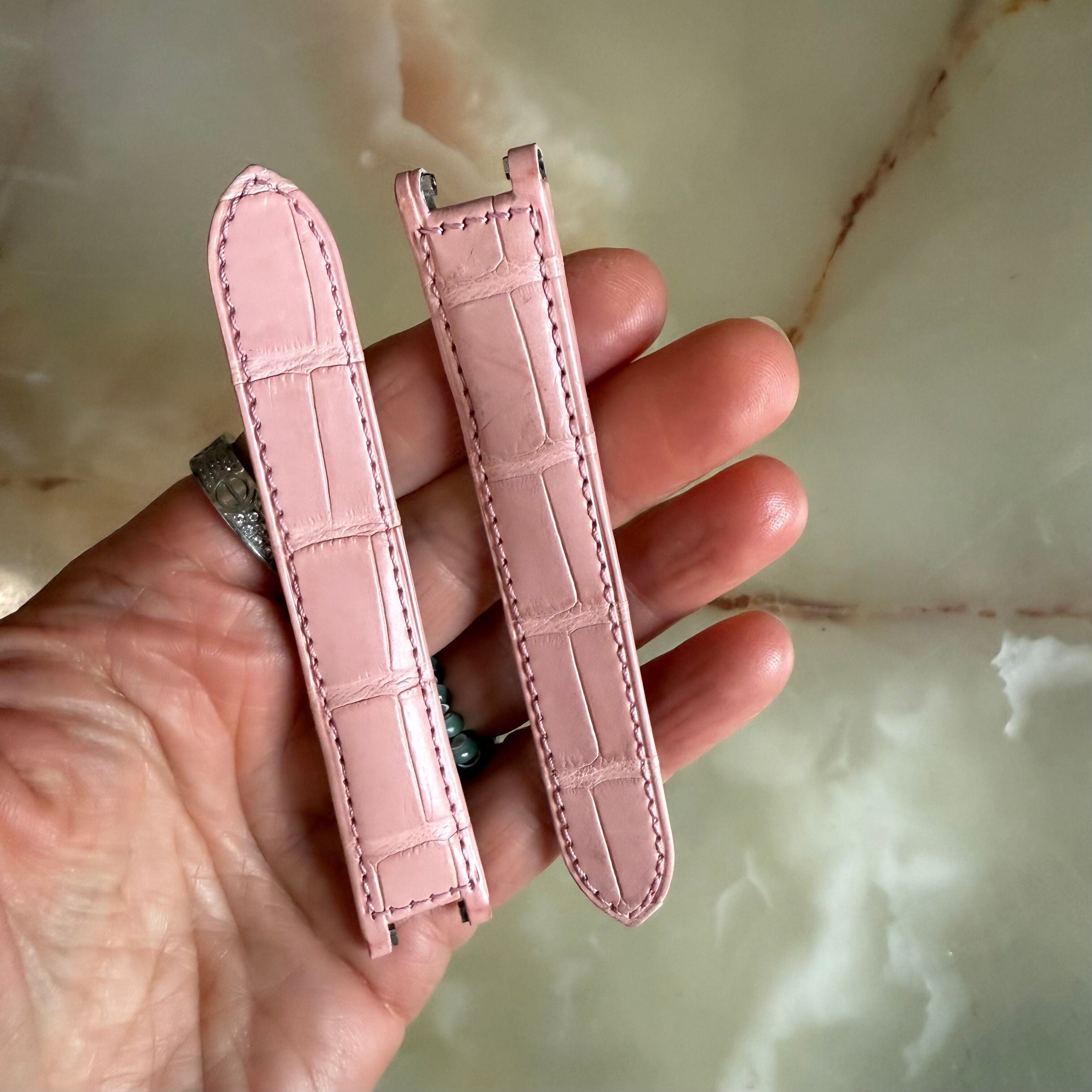 Authentic Cartier Pasha Pink Alligator Watch Strap Band 17mm KD1K9K80