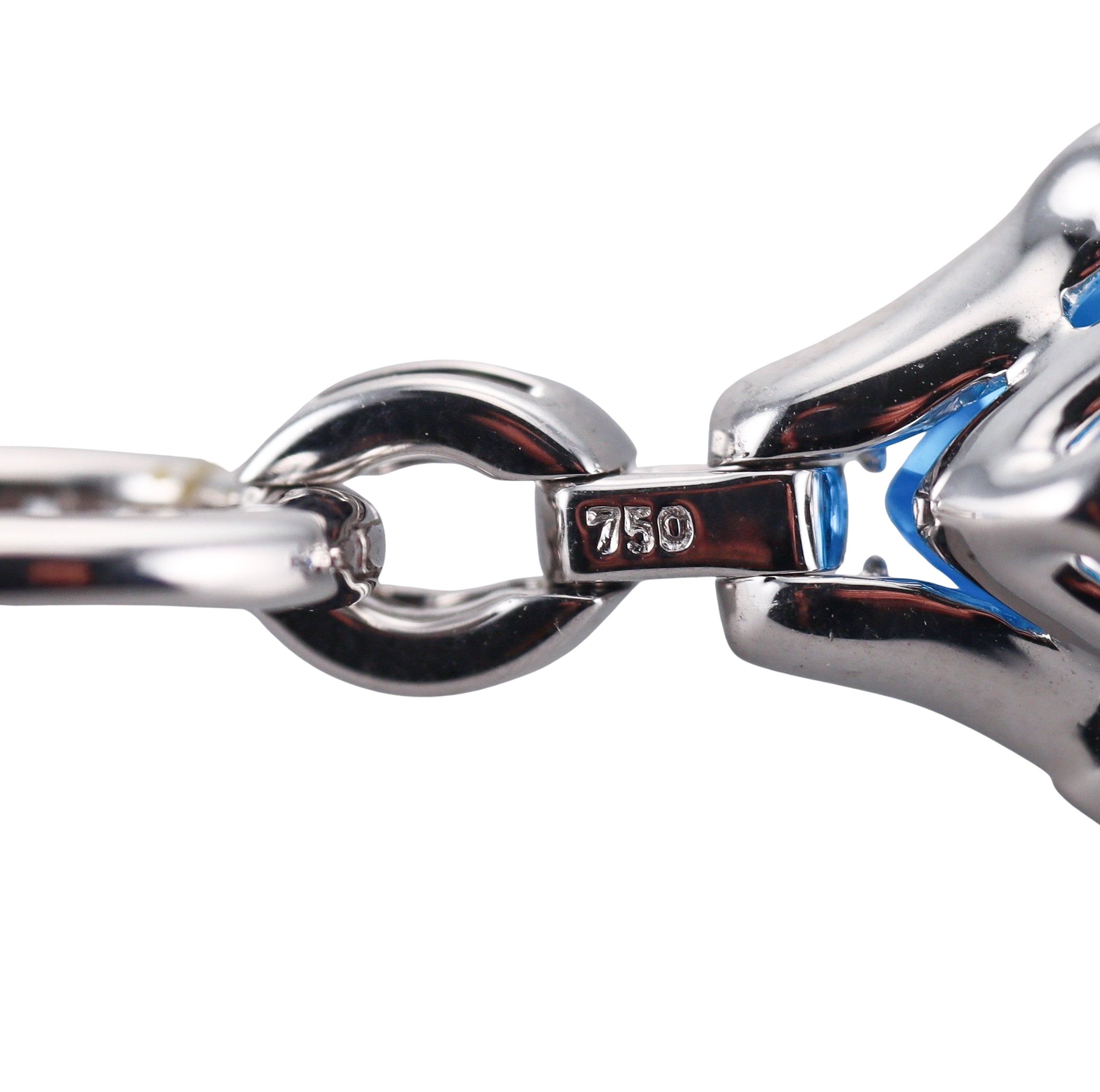 White Gold Diamond Blue Topaz Cocktail Drop Earrings