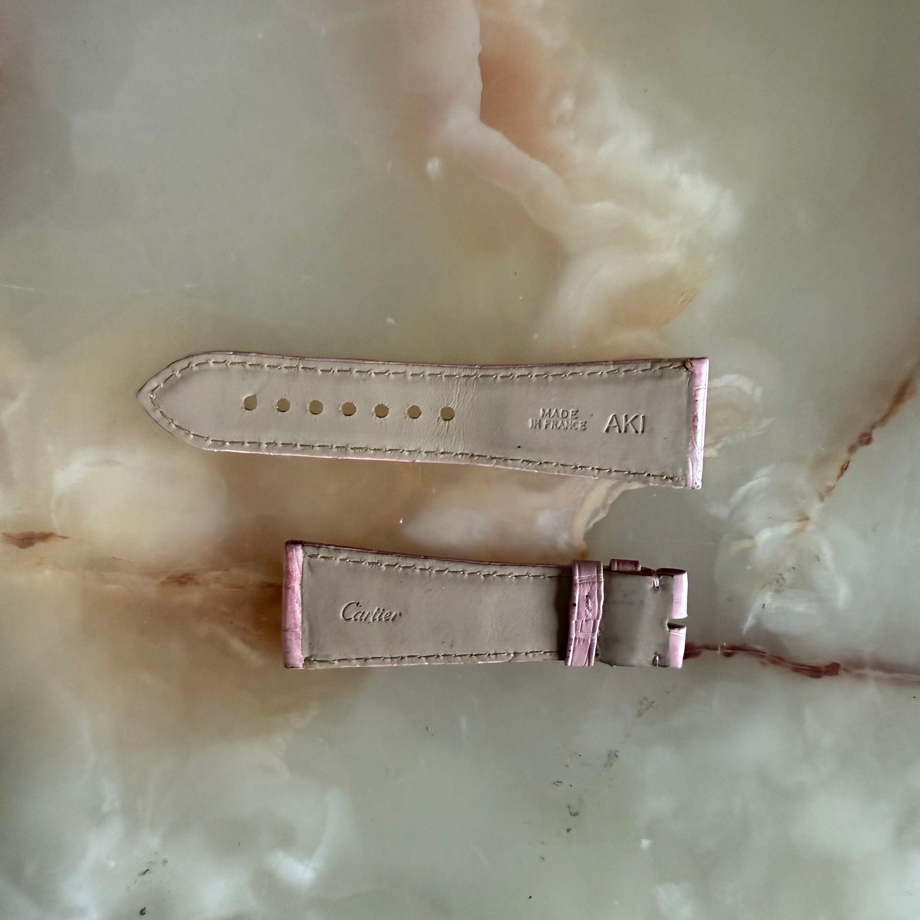 Authentic Cartier Pink Alligator Watch Strap Band 25mm