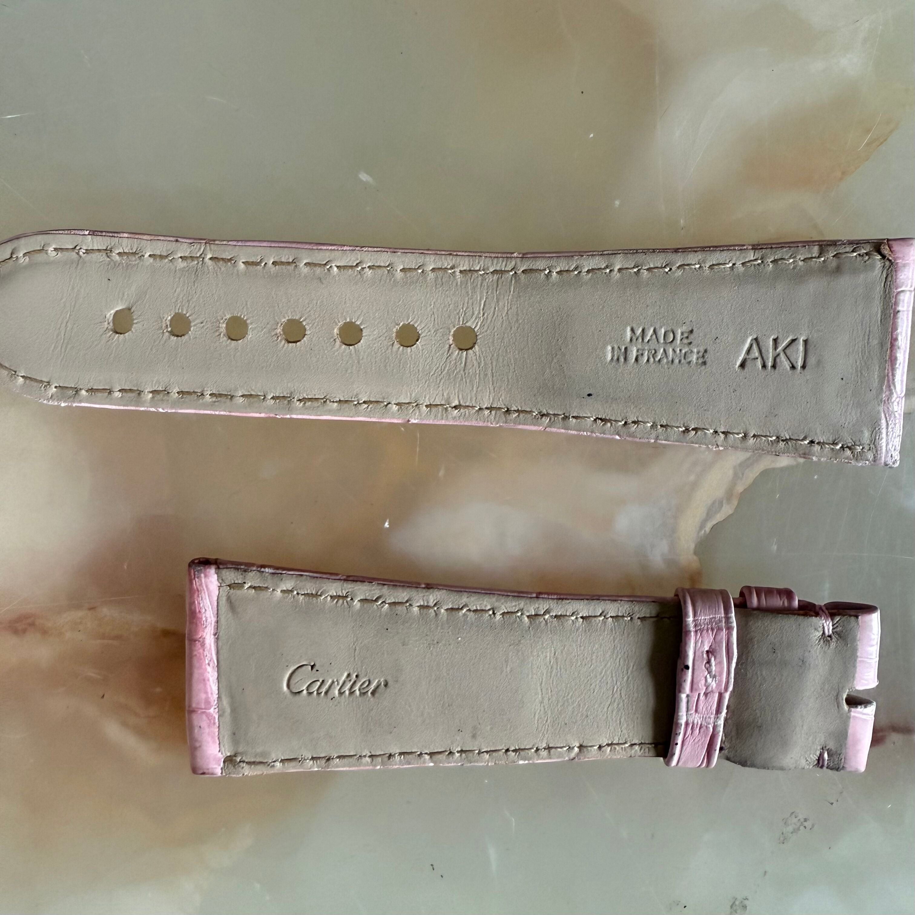 Authentic Cartier Pink Alligator Watch Strap Band 25mm