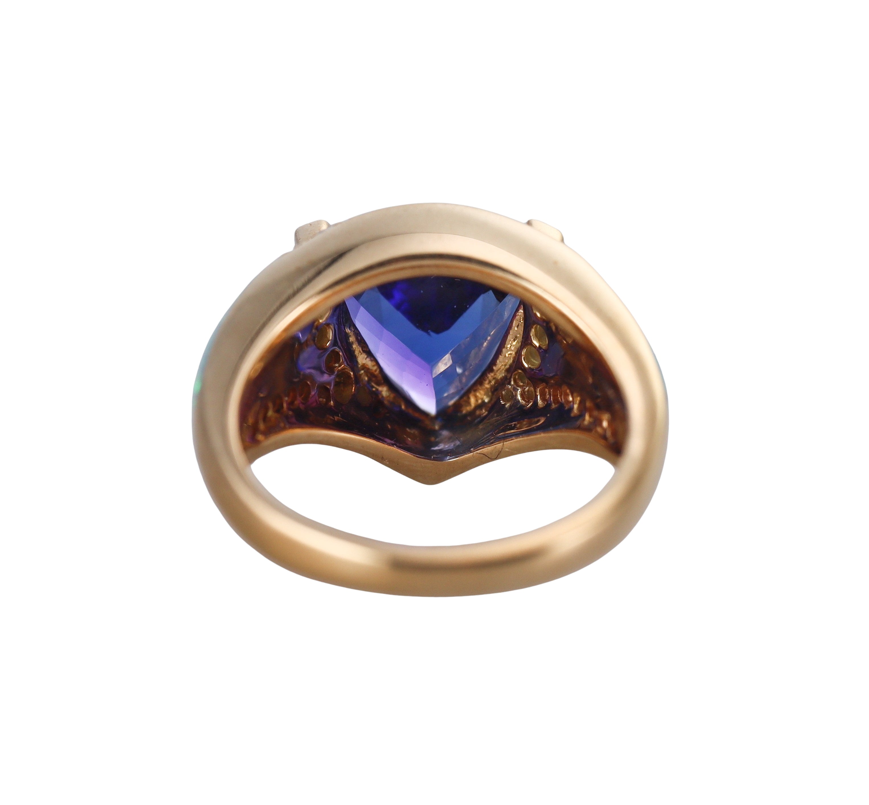Kabana Yellow Gold Diamond Tanzanite Opal Ring