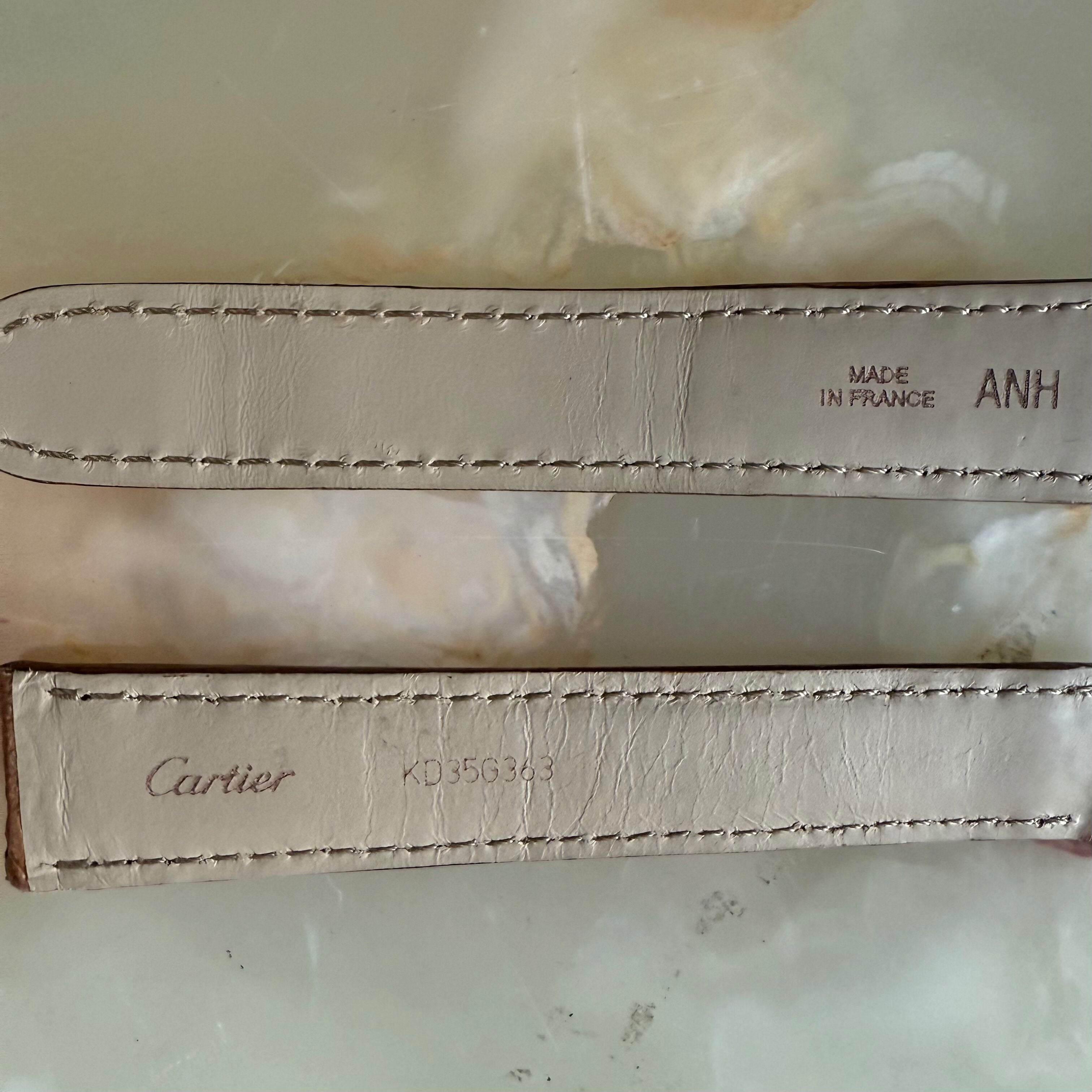Authentic Cartier Brown Leather Watch Strap Band 18mm KD35G363