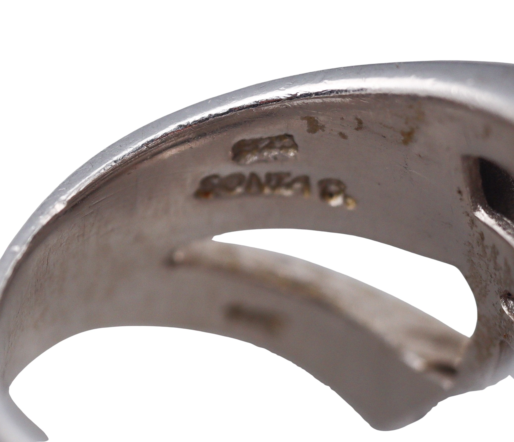 Sonia Bitton Vintage Silver Gold Diamond Lip Face Ring