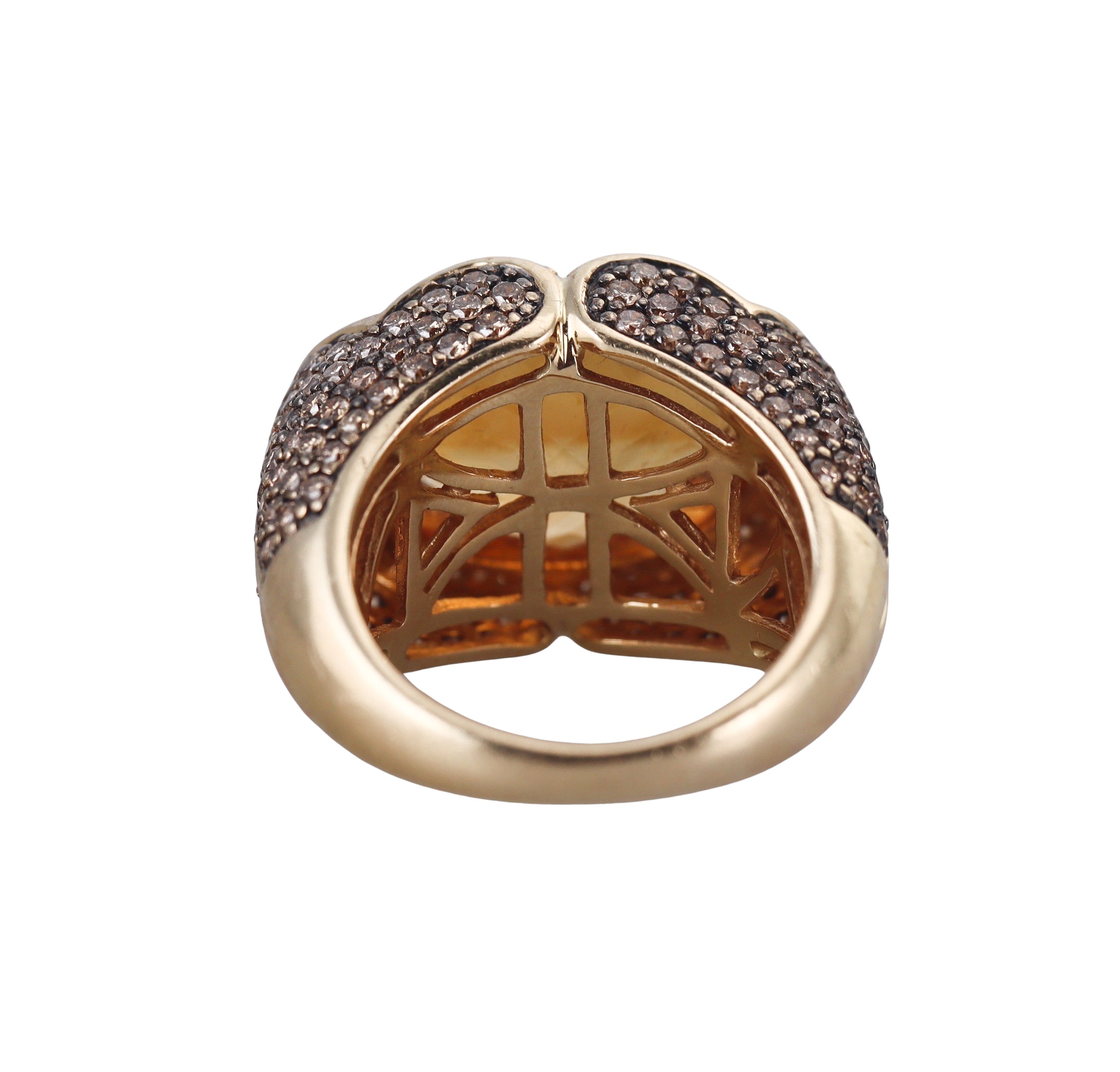 LeVian Le Vian 12ct Citrine White Fancy Diamond Yellow Gold Ring