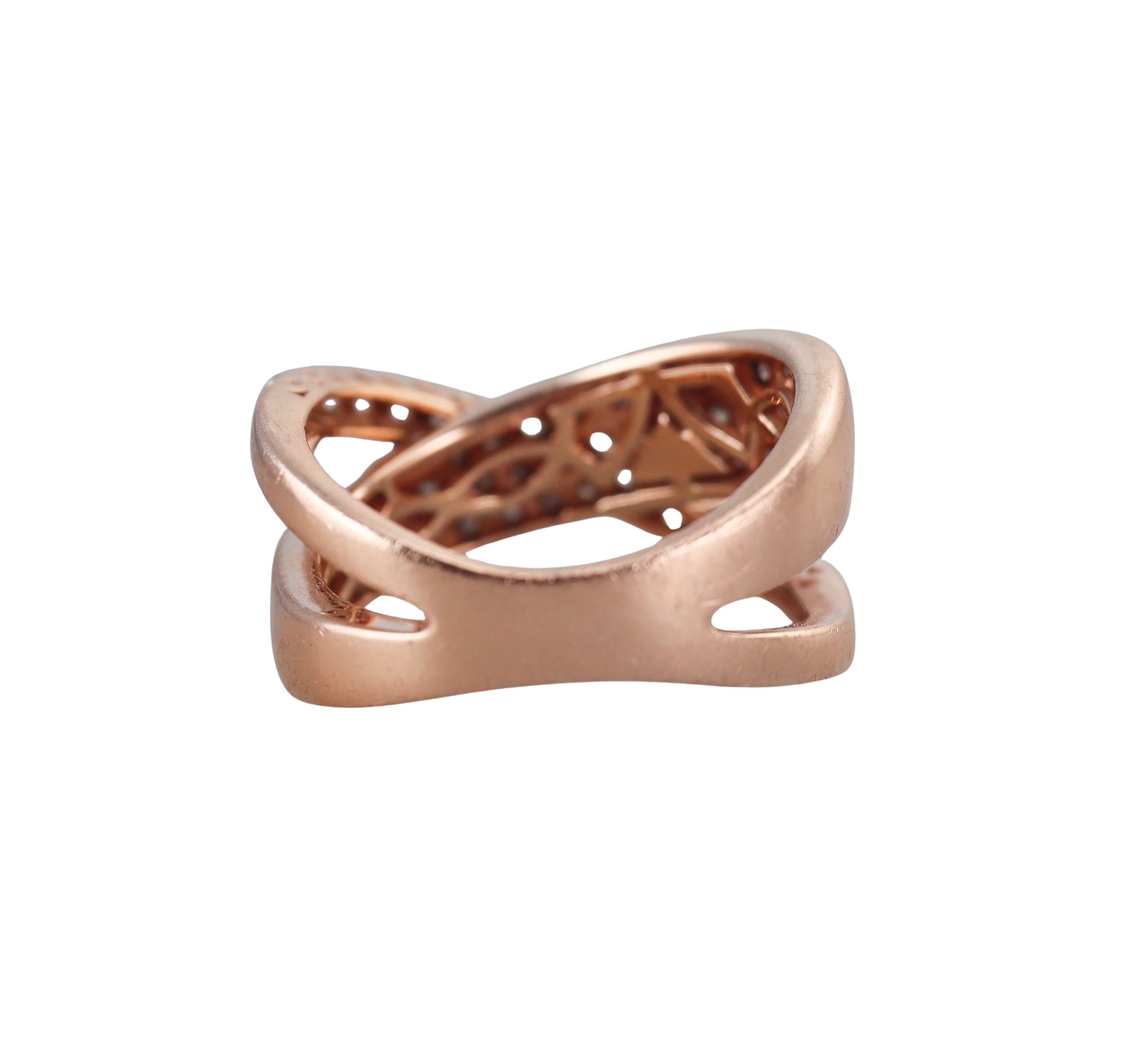 LeVian Le Vian Rose Gold White Fancy Diamond Crossover Band Ring