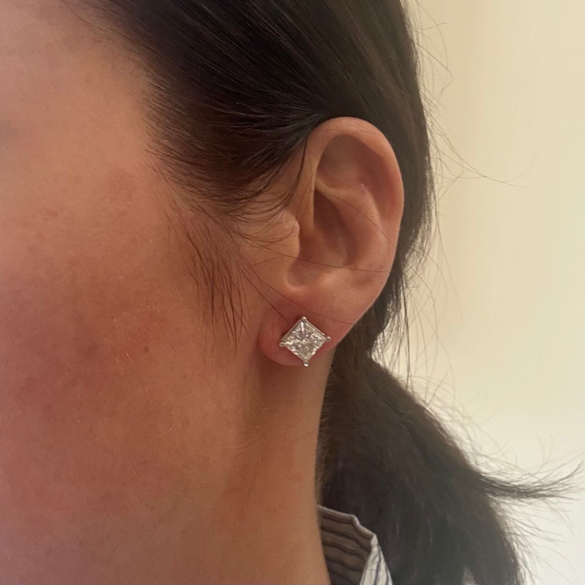 14k Solid Gold Lab Grown 6.38ctw Diamond Stud Earrings