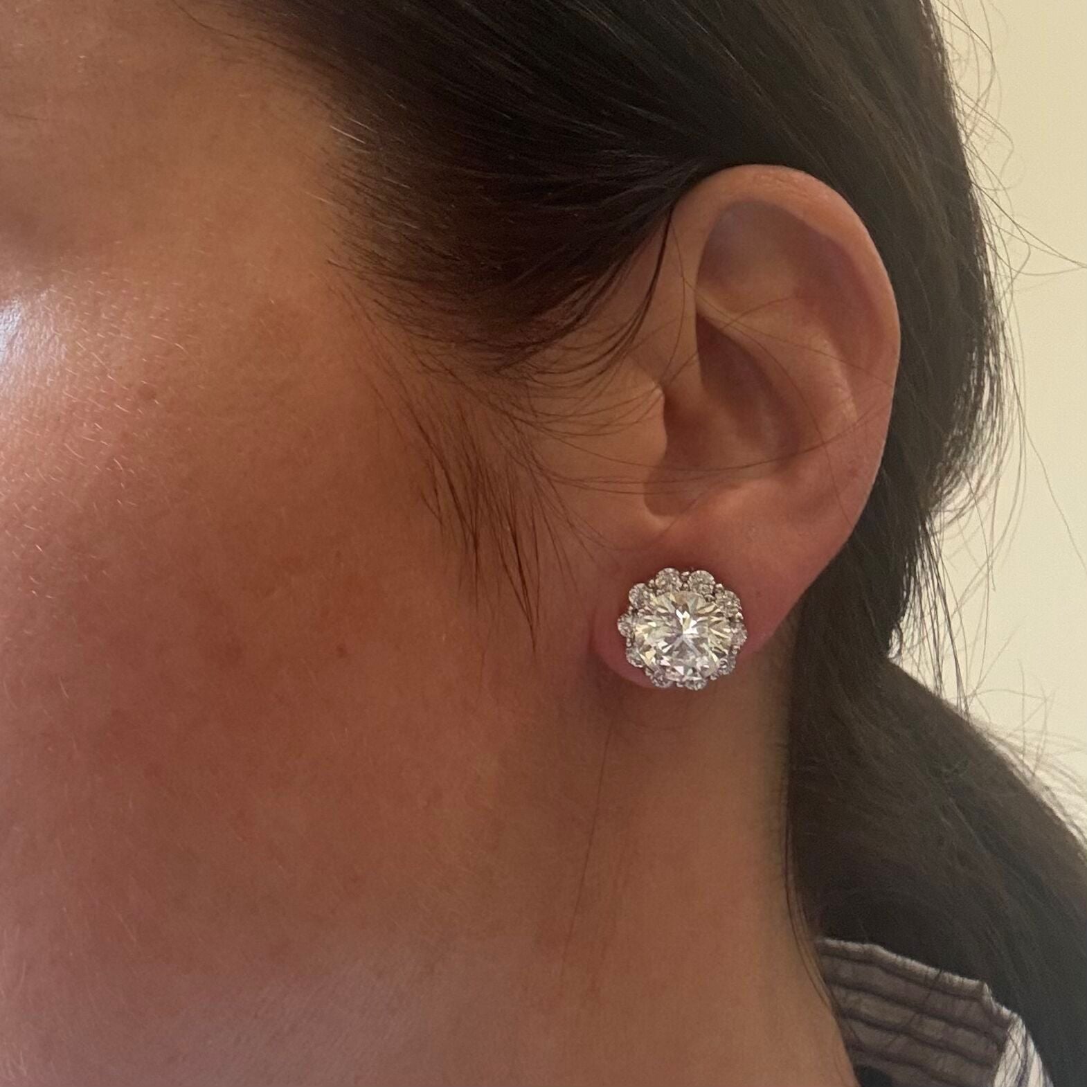 14k Solid Gold Lab Grown 12.46ctw Diamond Stud Earrings and Jackets