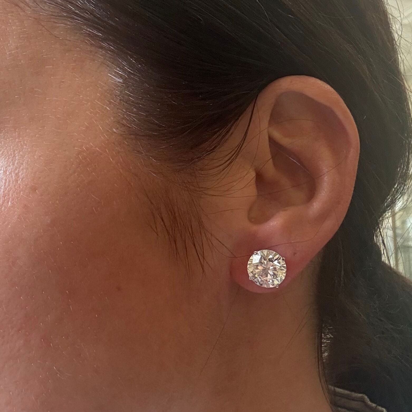 14k Solid Gold Lab Grown 12.46ctw Diamond Stud Earrings and Jackets