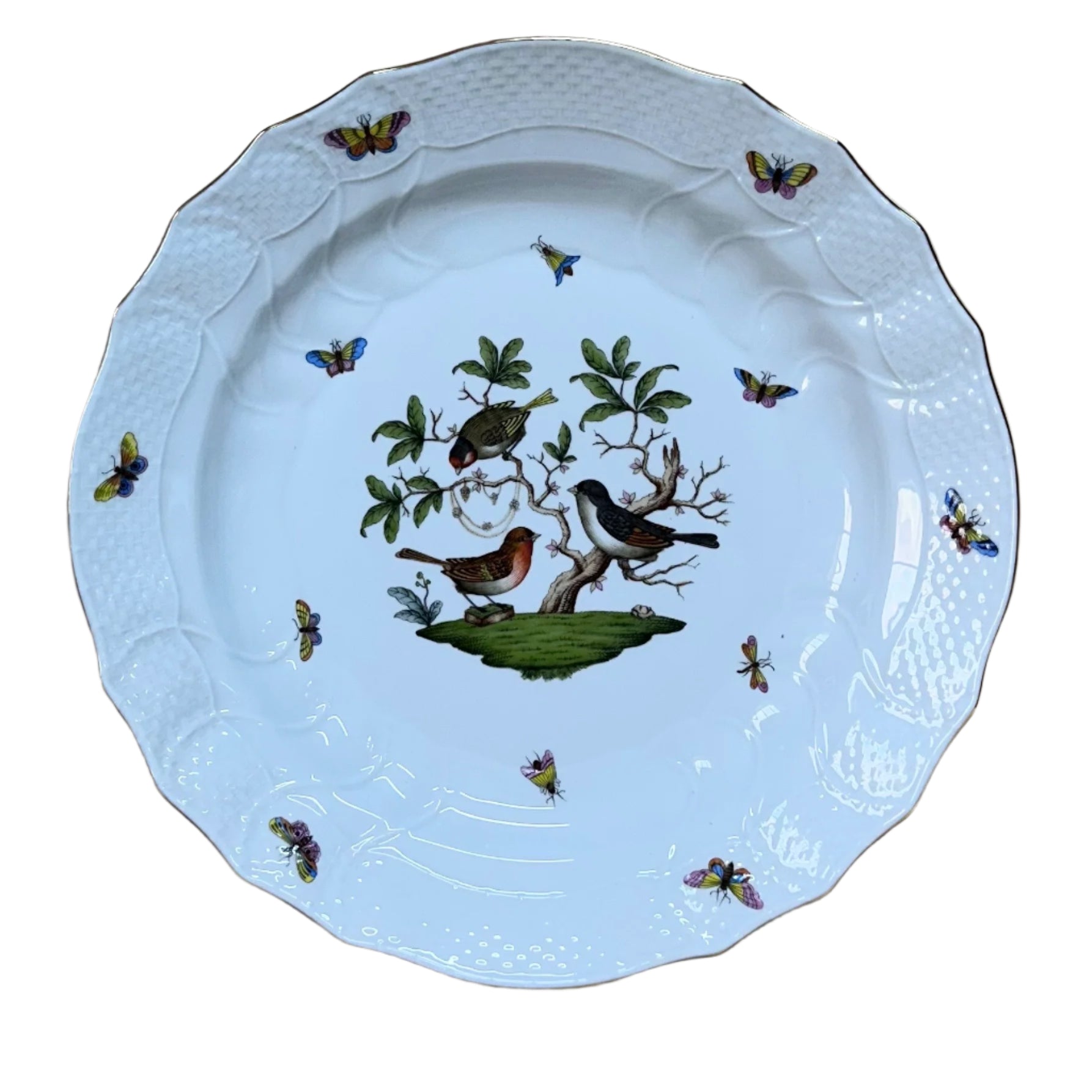 Herend Porcelain Rothschild Bird Large Round Chop Plate 1151-0-00/RO