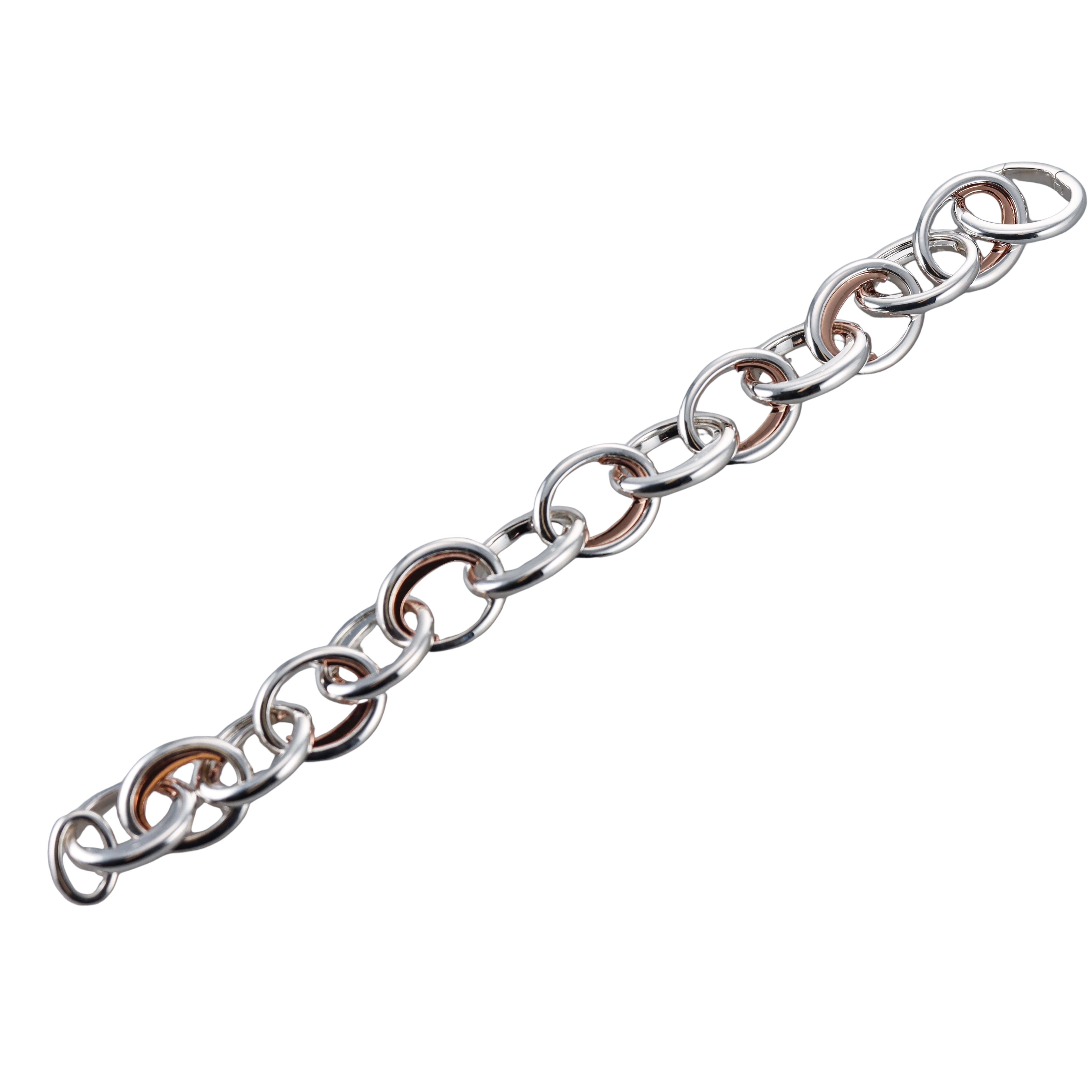 C de Christofle Sterling Silver Rose Gold Chain Bracelet 6761021