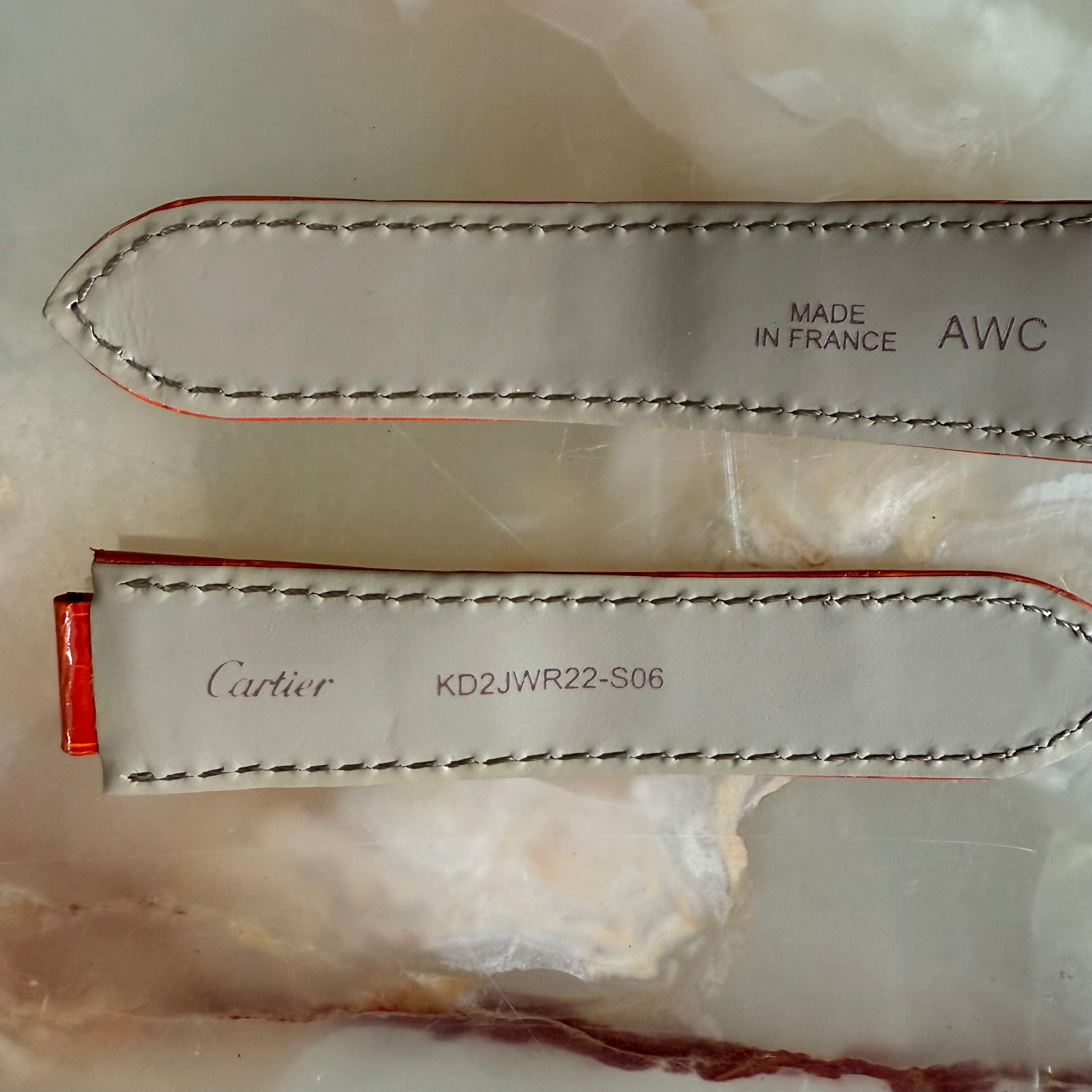 Authentic Cartier Ballon Bleu Orange Alligator Watch Strap Band 20mm KD2JWR22-S06