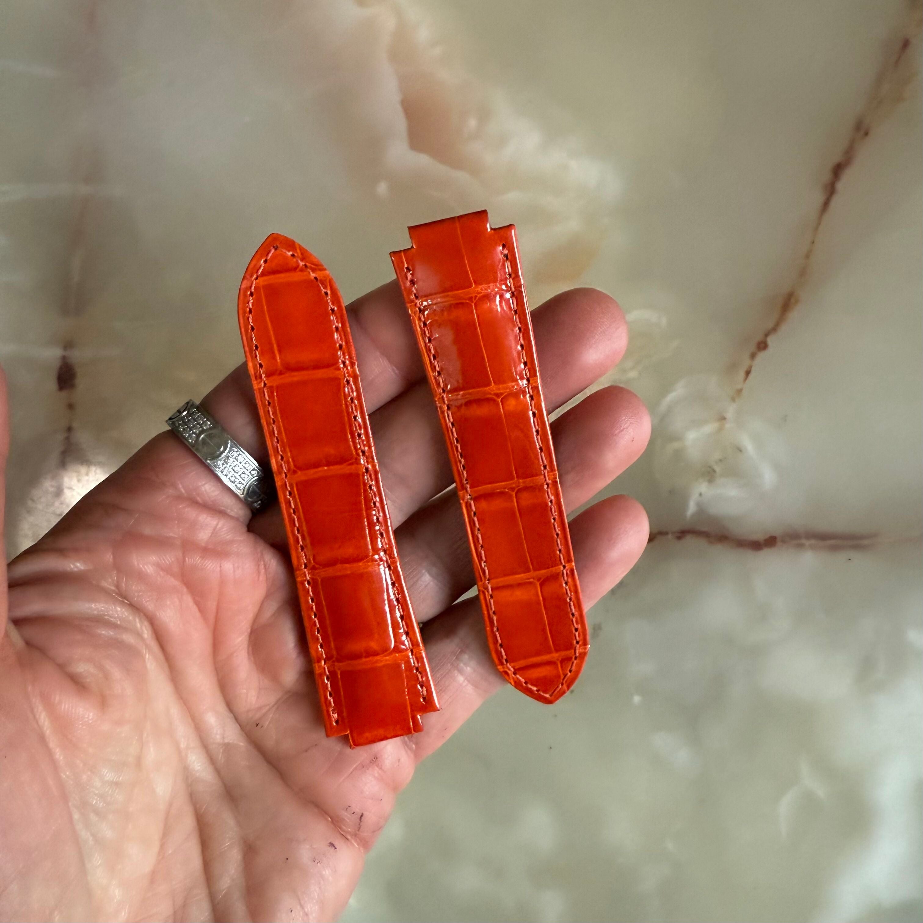 Authentic Cartier Ballon Bleu Orange Alligator Watch Strap Band 20mm KD2JWR22-S06