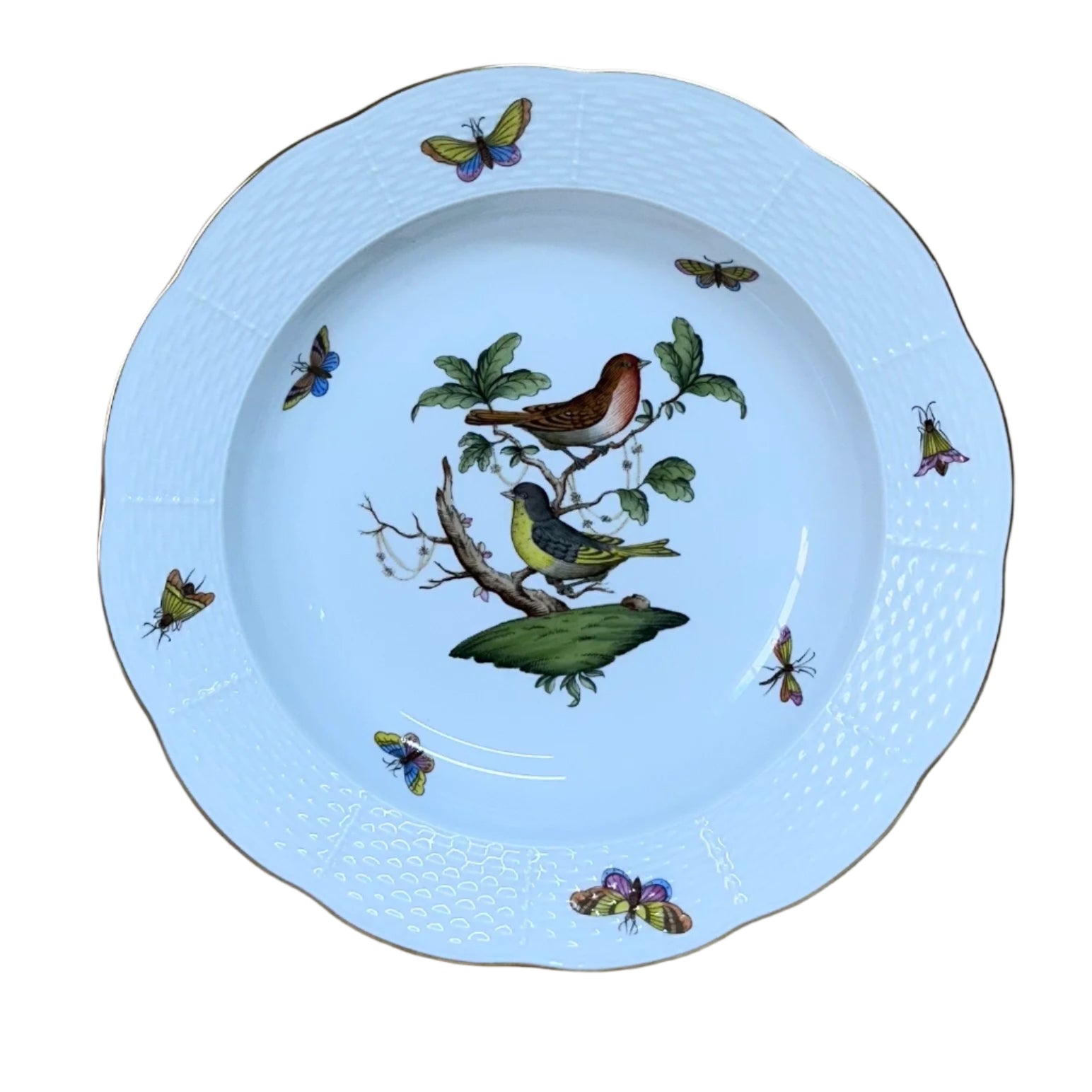 Herend Porcelain Large Rim Soup Bowl Rothschild Bird 503-0-00/RO-3