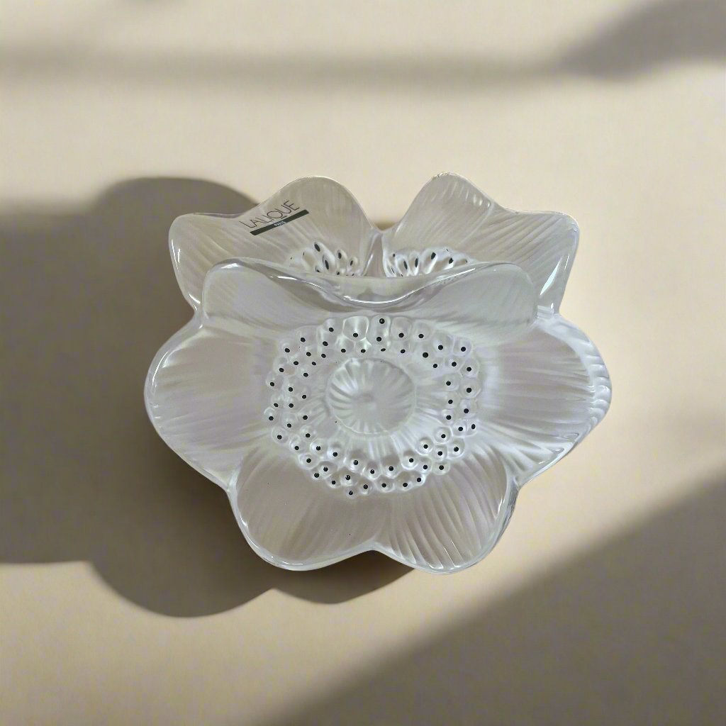 Lalique Crystal 3 Anemones Candle Holder Candlestick 1092200