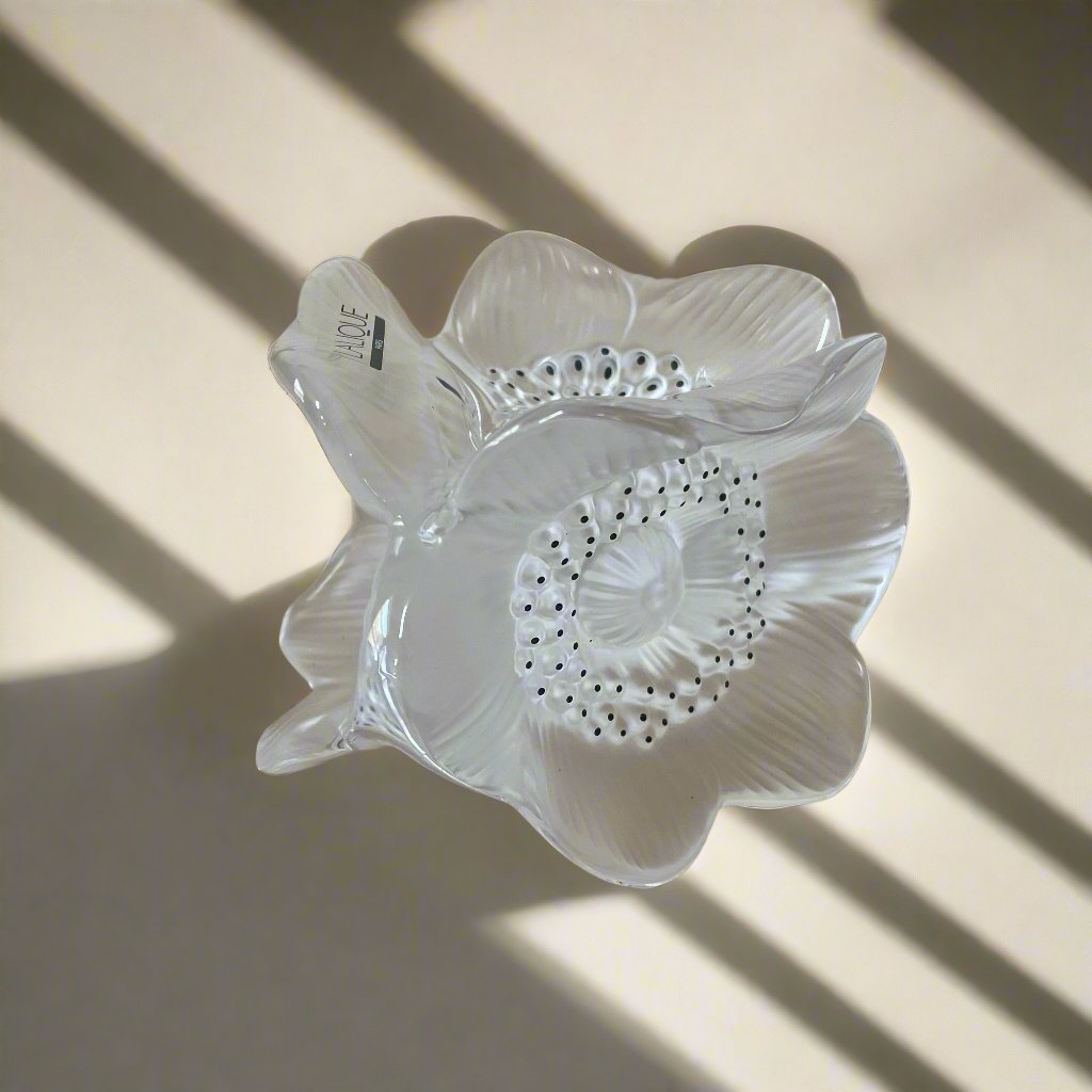 Lalique Crystal 3 Anemones Candle Holder Candlestick 1092200