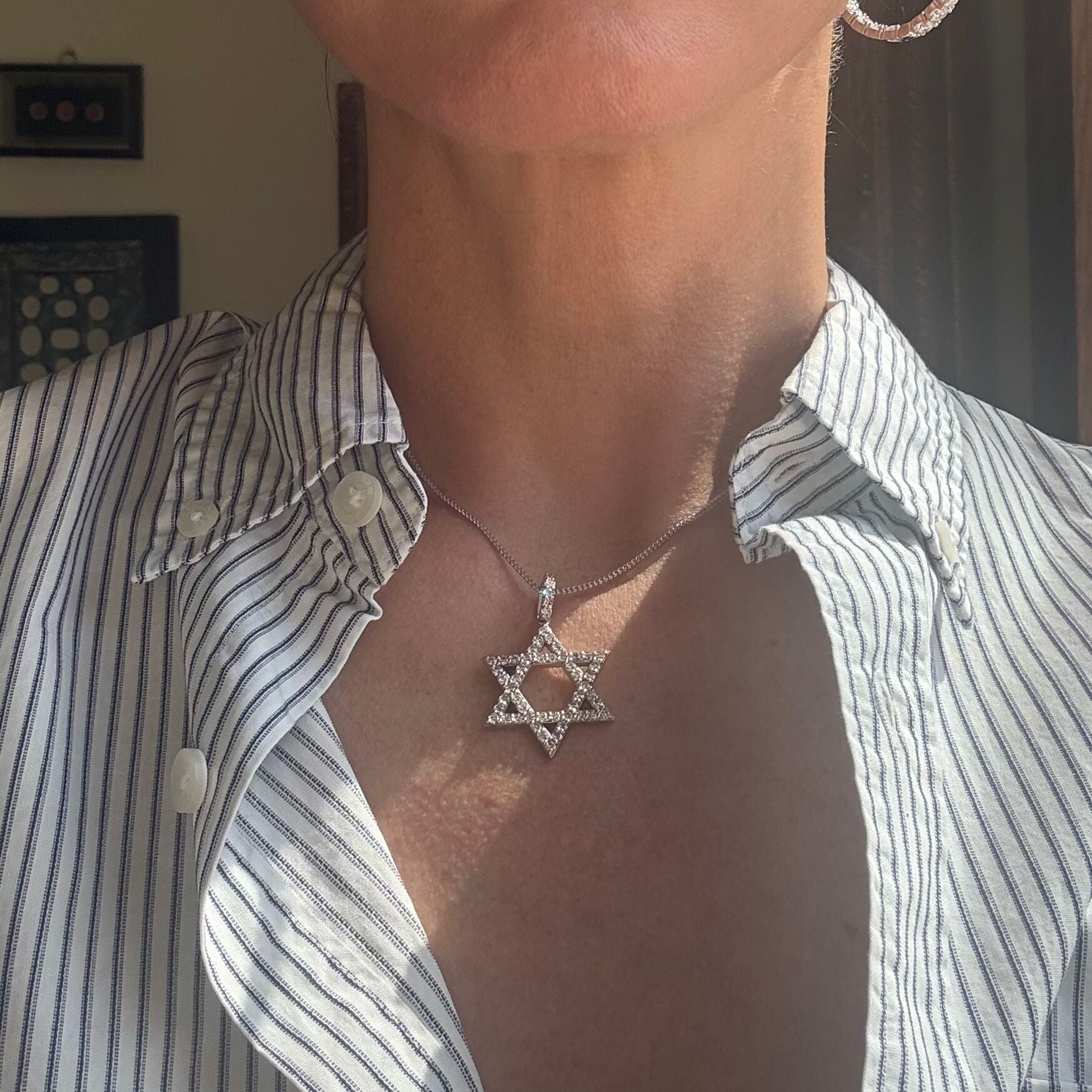 14k Solid Gold Lab Grown 2.10ctw Diamond Star of David Pendant Necklace