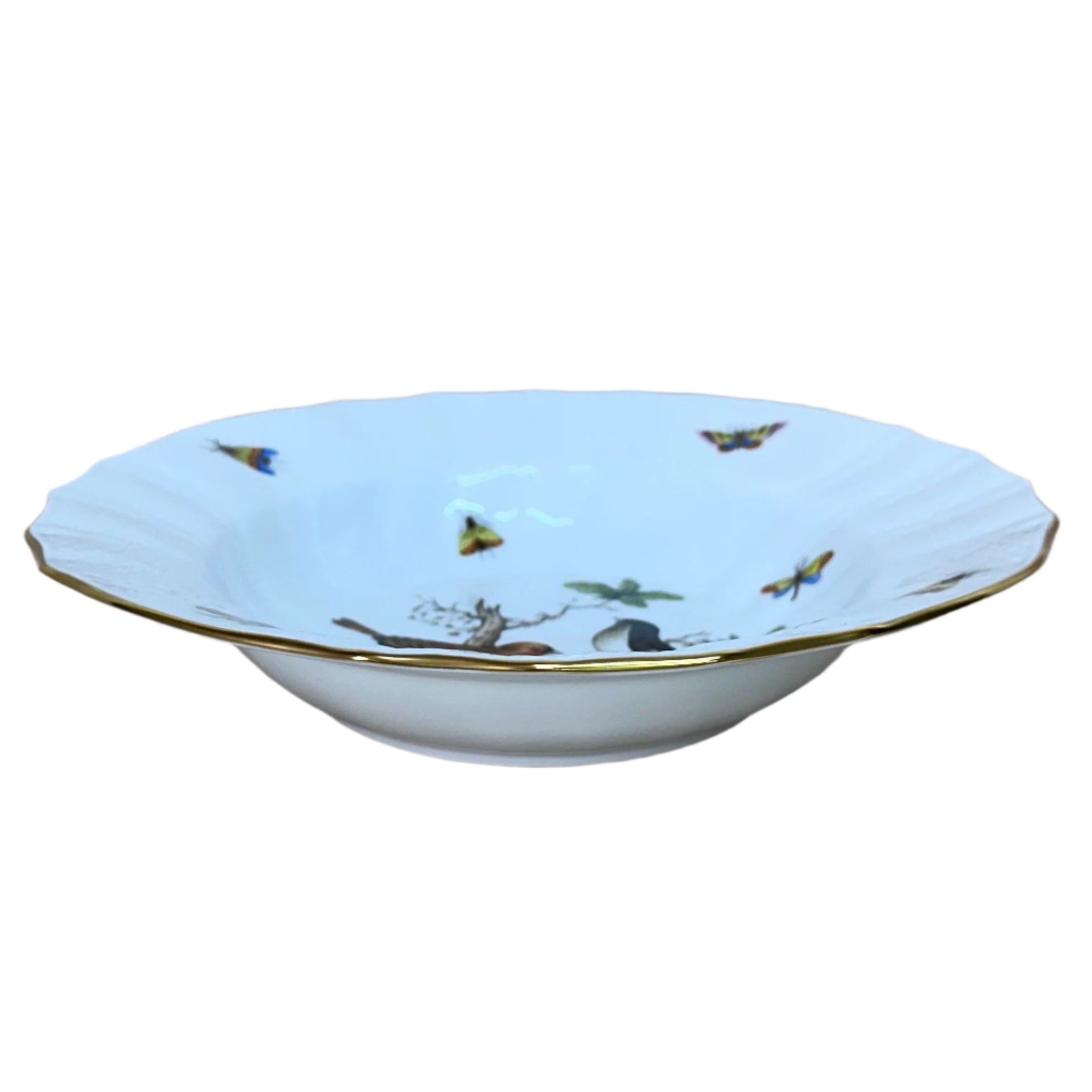 Herend Porcelain Rothschild Bird Large Rim Soup Bowl 1503-0-00/RO-5