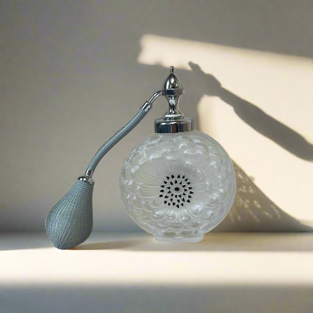 Lalique Crystal Dahlia Perfume Bottle with Atomizer