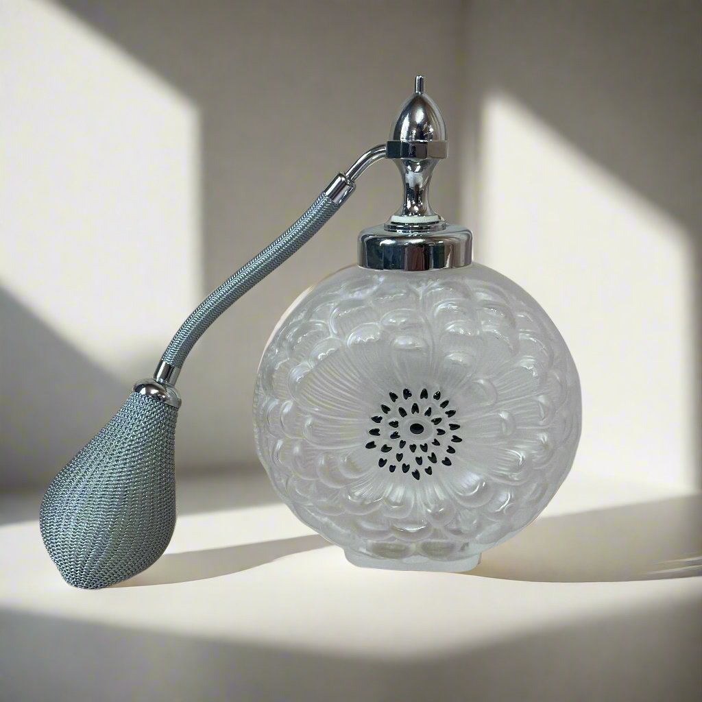 Lalique Crystal Dahlia Perfume Bottle with Atomizer