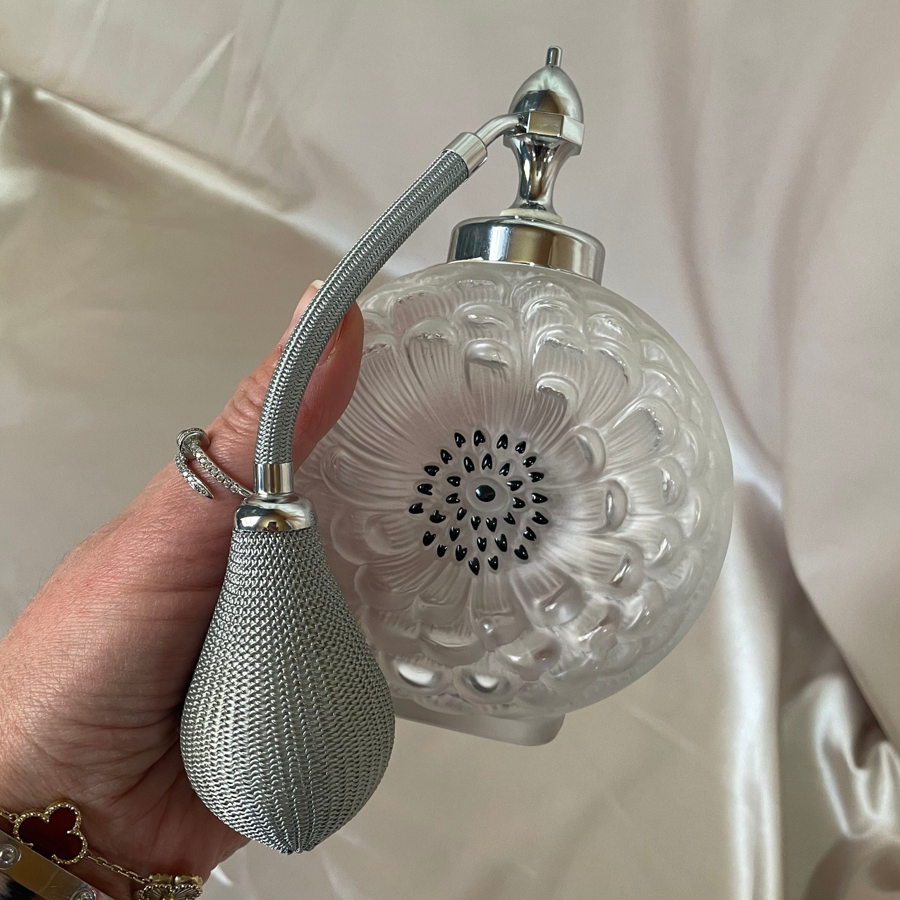 Lalique Crystal Dahlia Perfume Bottle with Atomizer