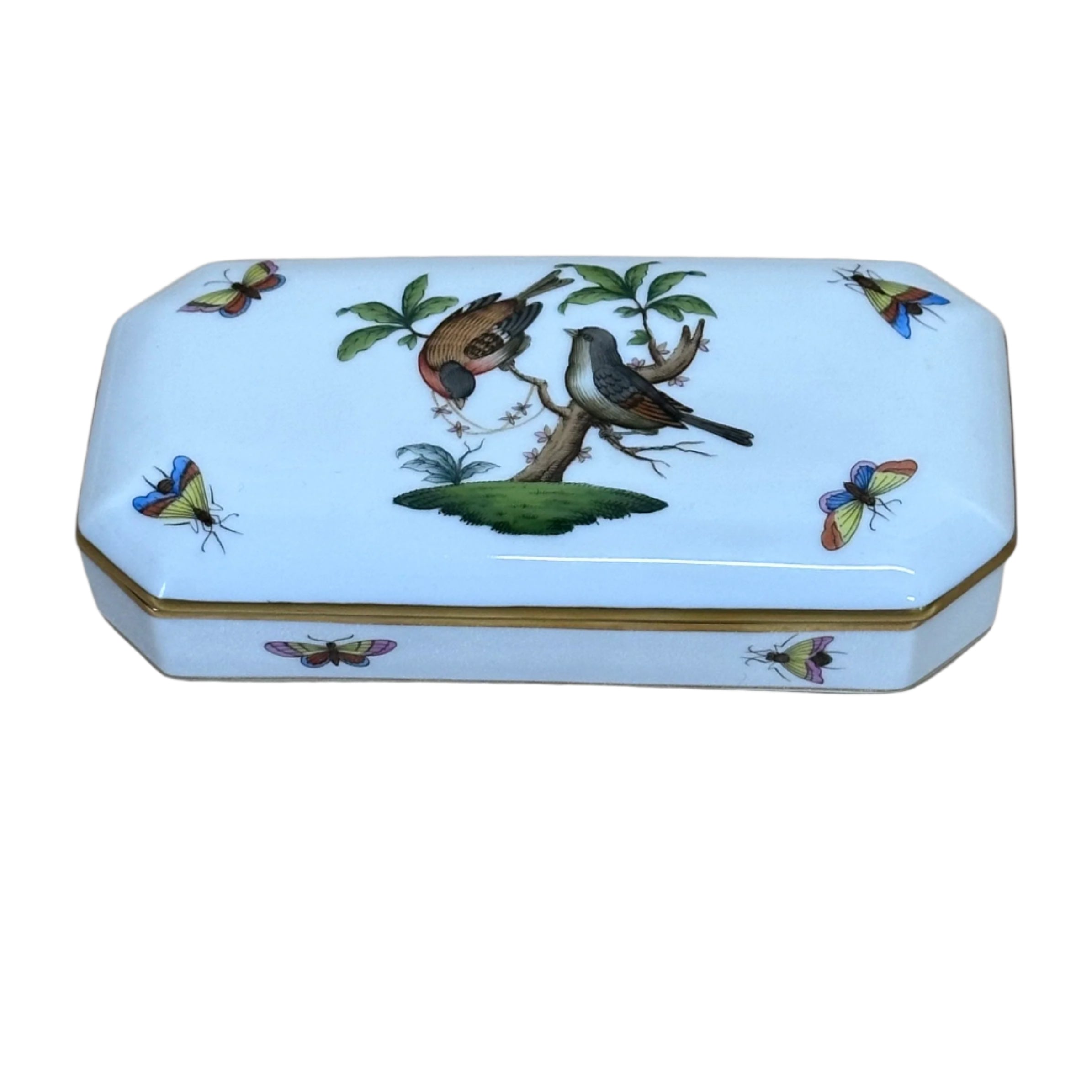 Herend Porcelain Rothschild Bird Trinket Box 7897-2-00/RO 653