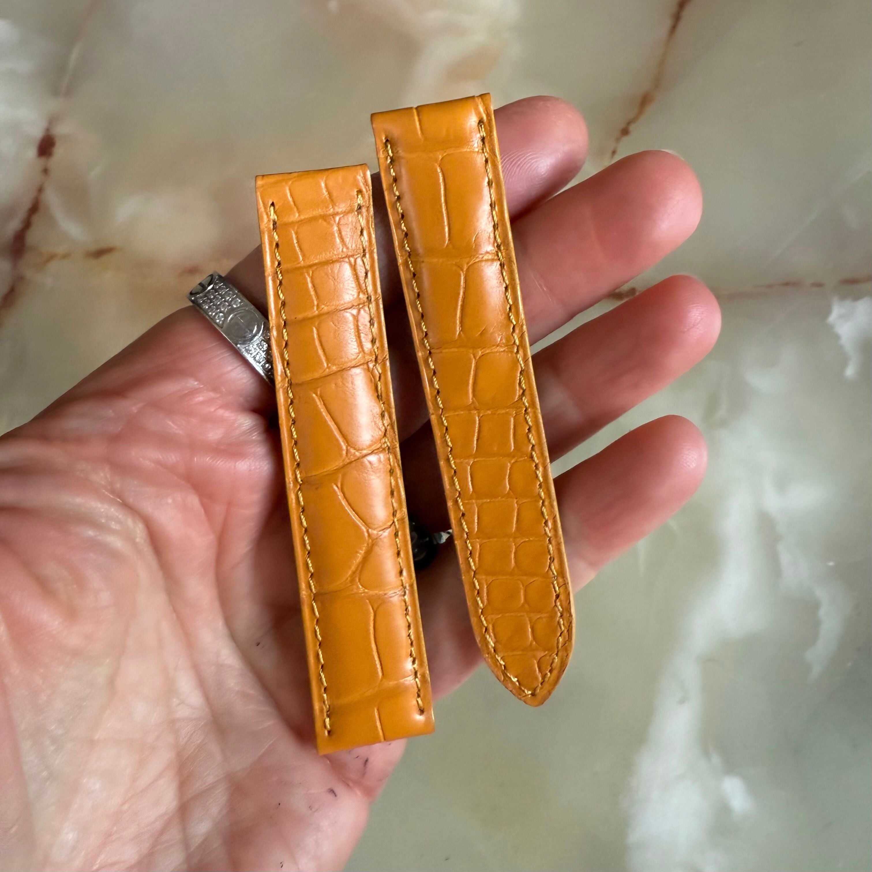 Authentic Cartier Yellow Alligator Watch Strap Band 18mm KD25DL32
