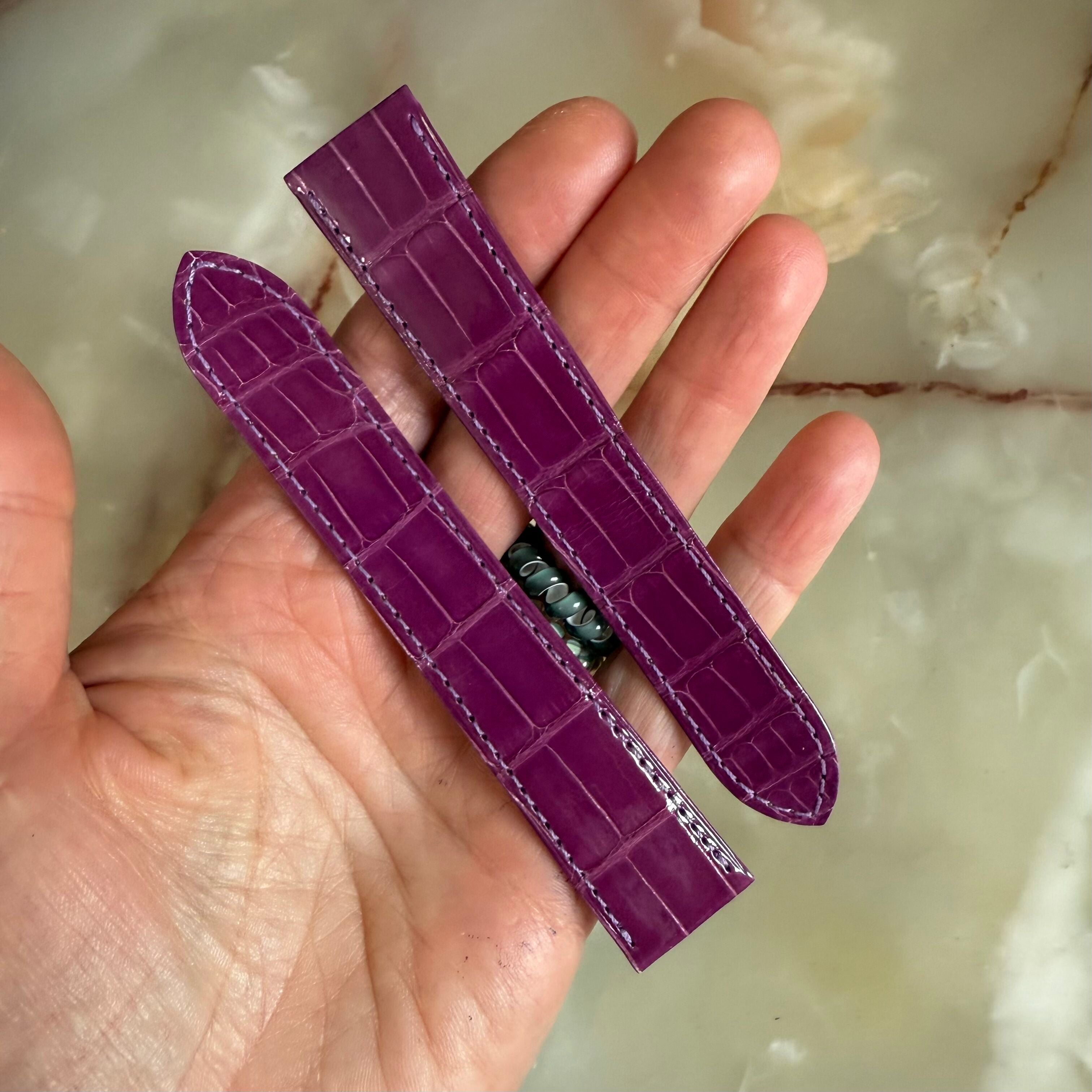 Authentic Cartier Purple Alligator Watch Strap Band 21mm KD98JS31-S06