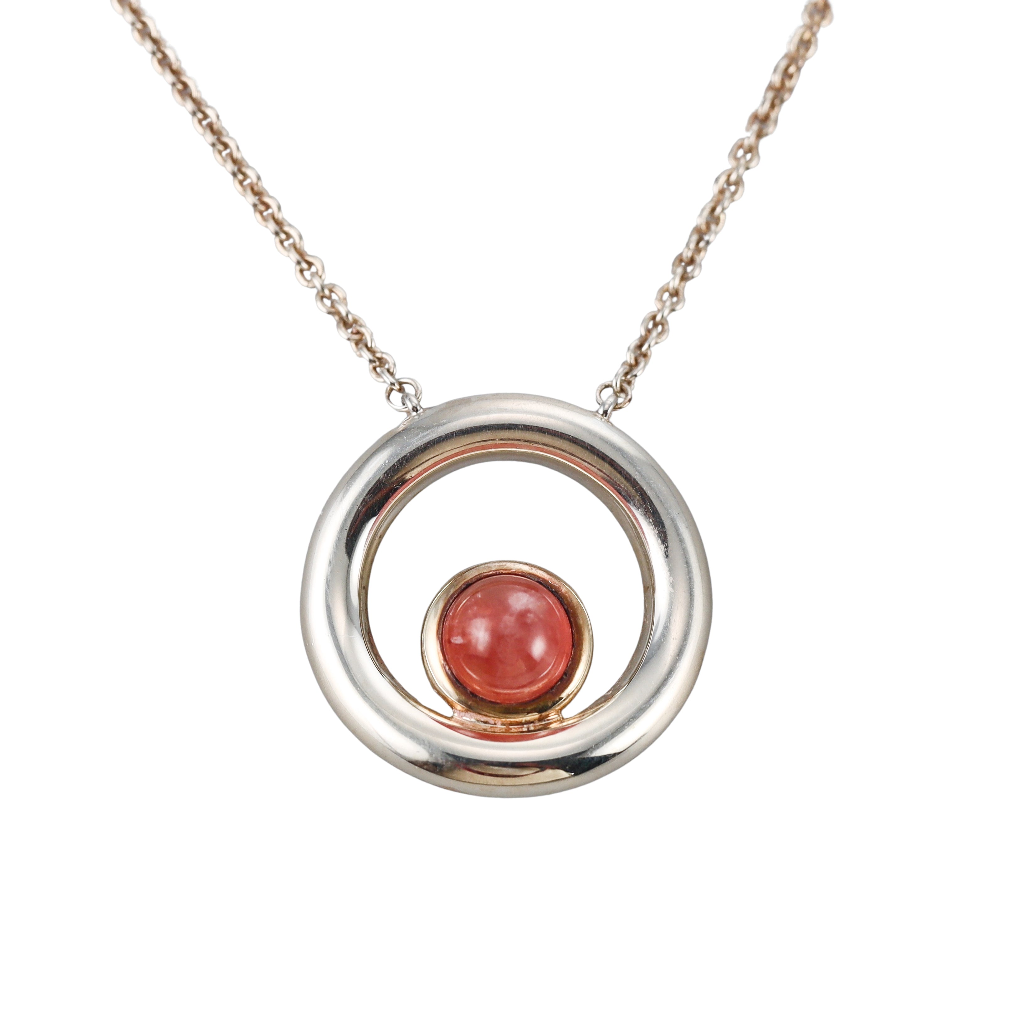 Idole de Christofle Sterling Silver Rhodocrosite Pendant Necklace 6762405