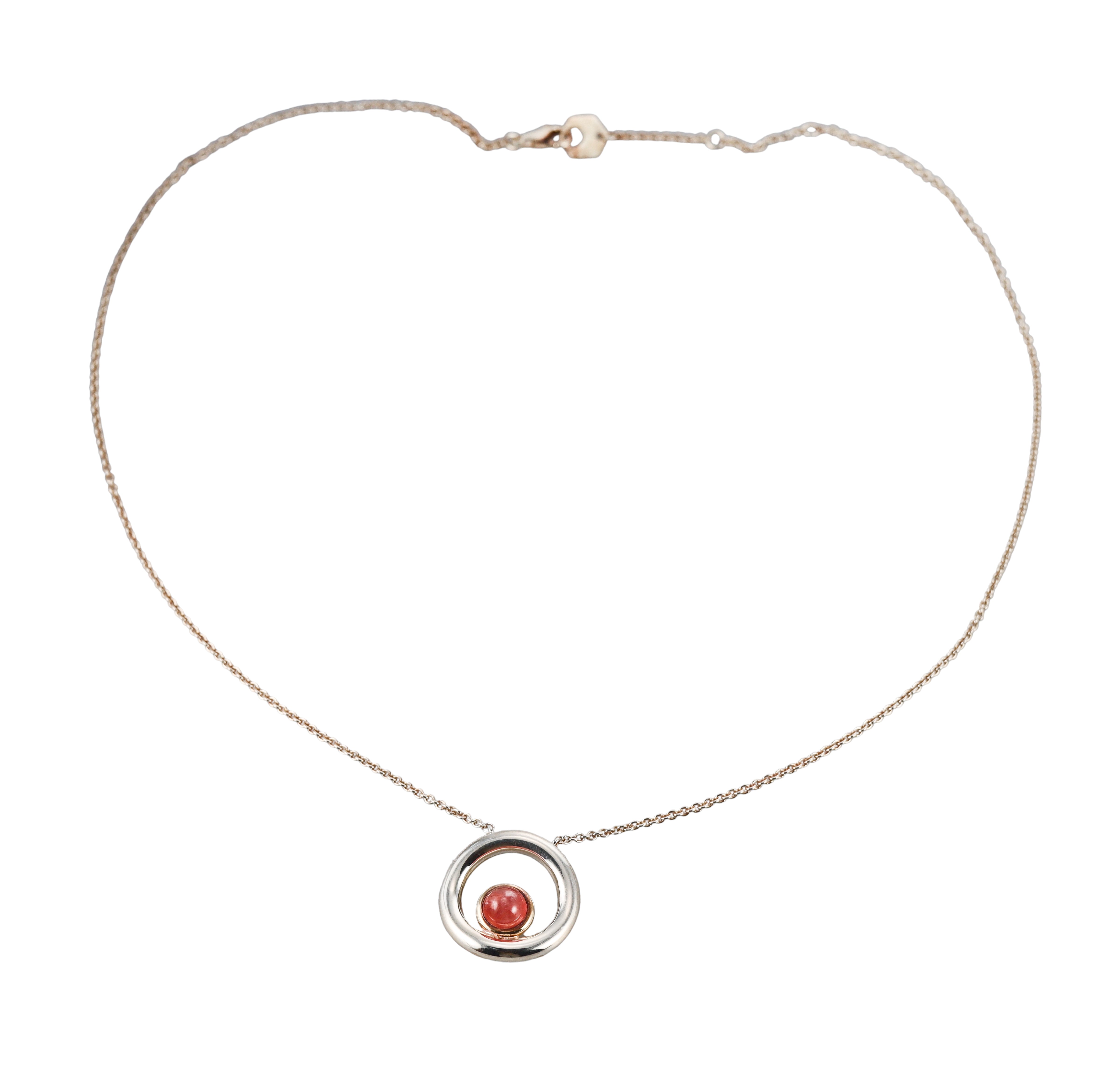 Idole de Christofle Sterling Silver Rhodocrosite Pendant Necklace 6762405