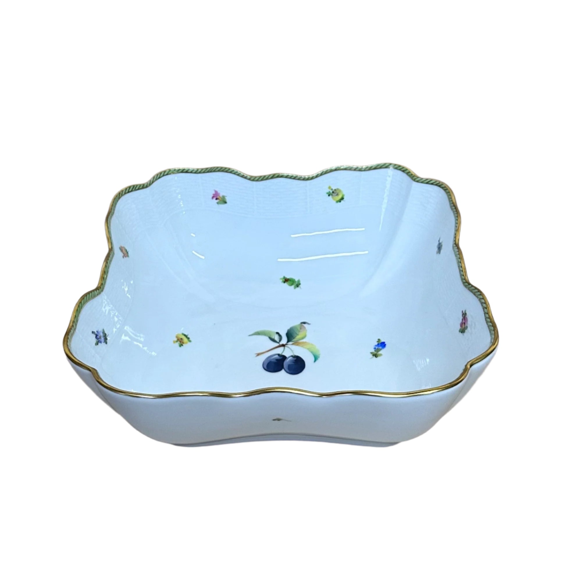 Herend Fruits Sketch Square Salad Serving Bowl 18-0-00/EDF -2
