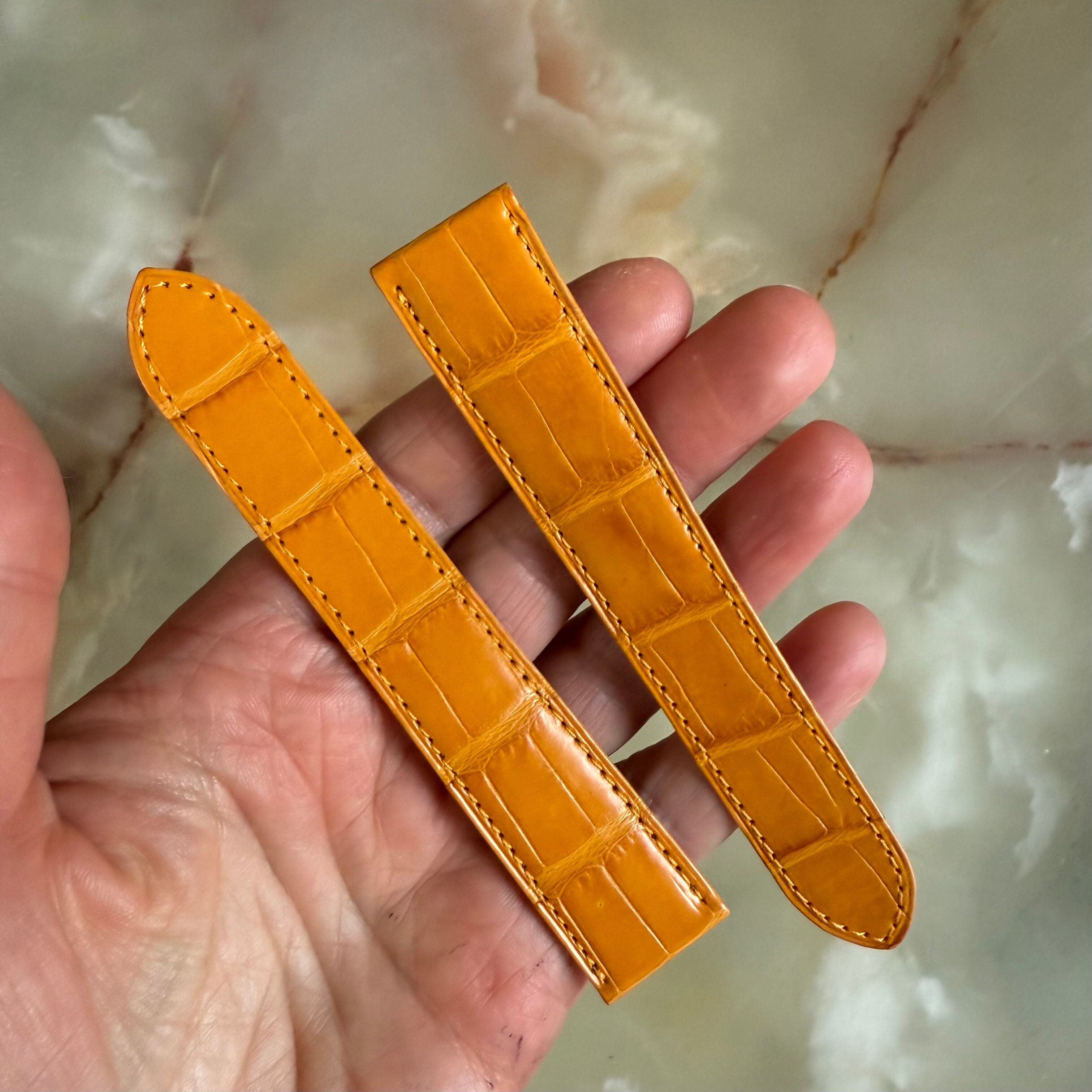 Authentic Cartier Yellow Alligator Watch Strap Band 20mm KD98JL32