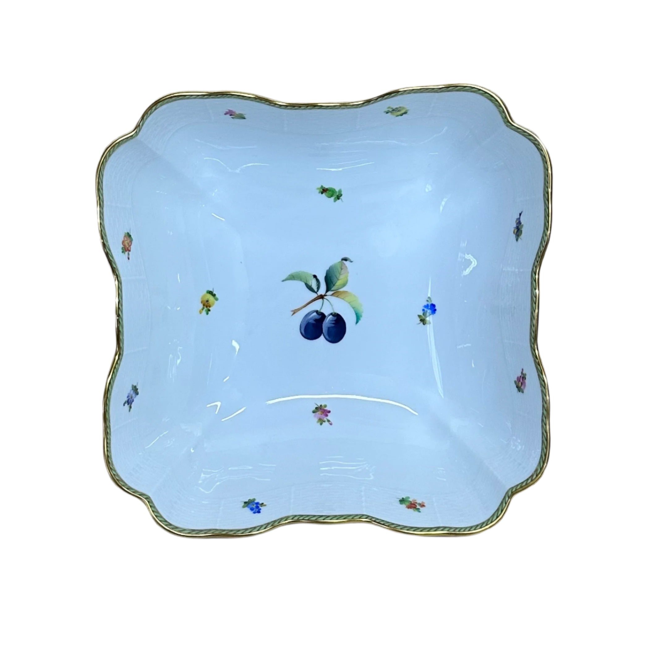 Herend Fruits Sketch Square Salad Serving Bowl 18-0-00/EDF -2