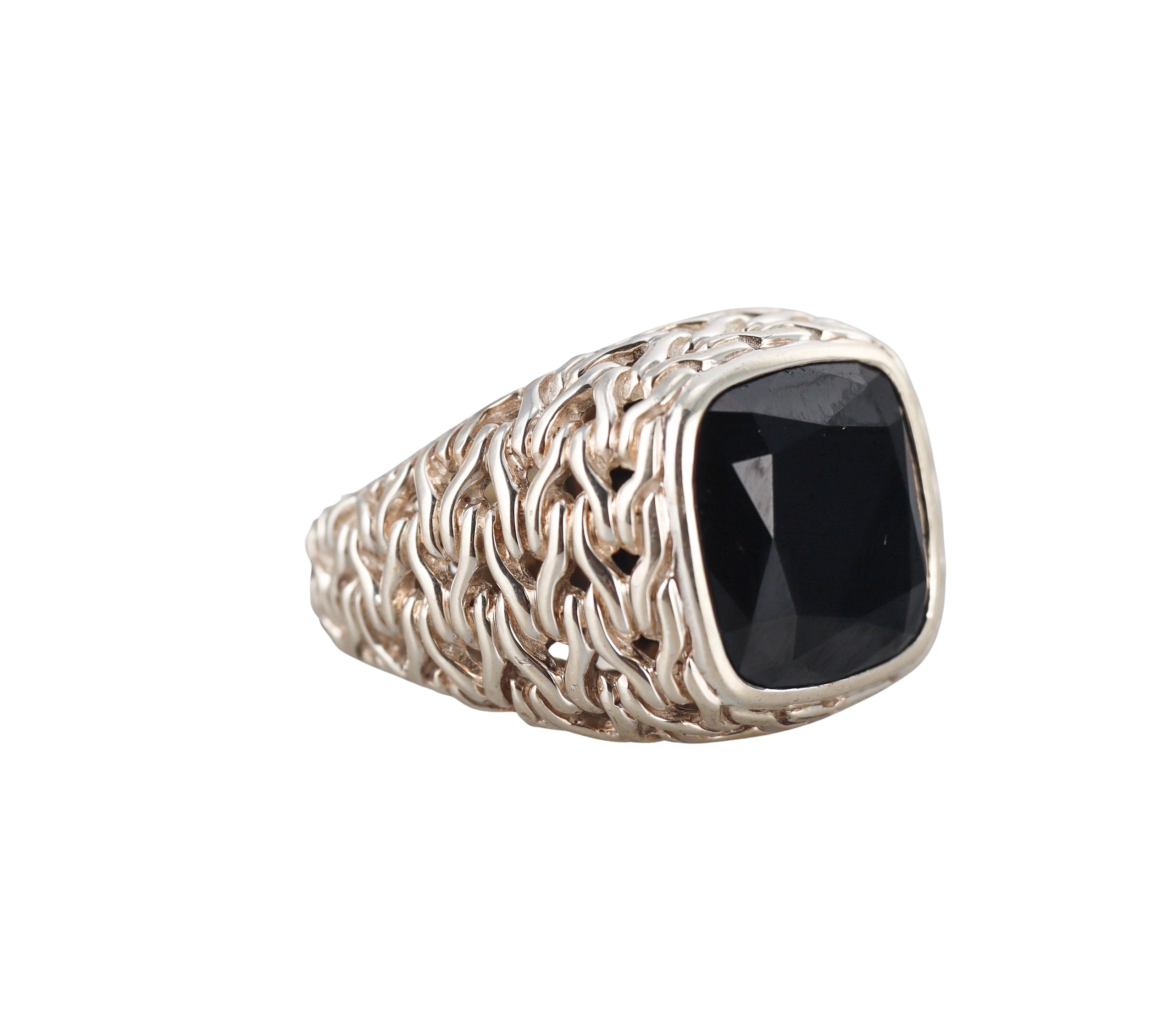 John Hardy Classic Chain Magic Cut Onyx Sterling Silver Ring