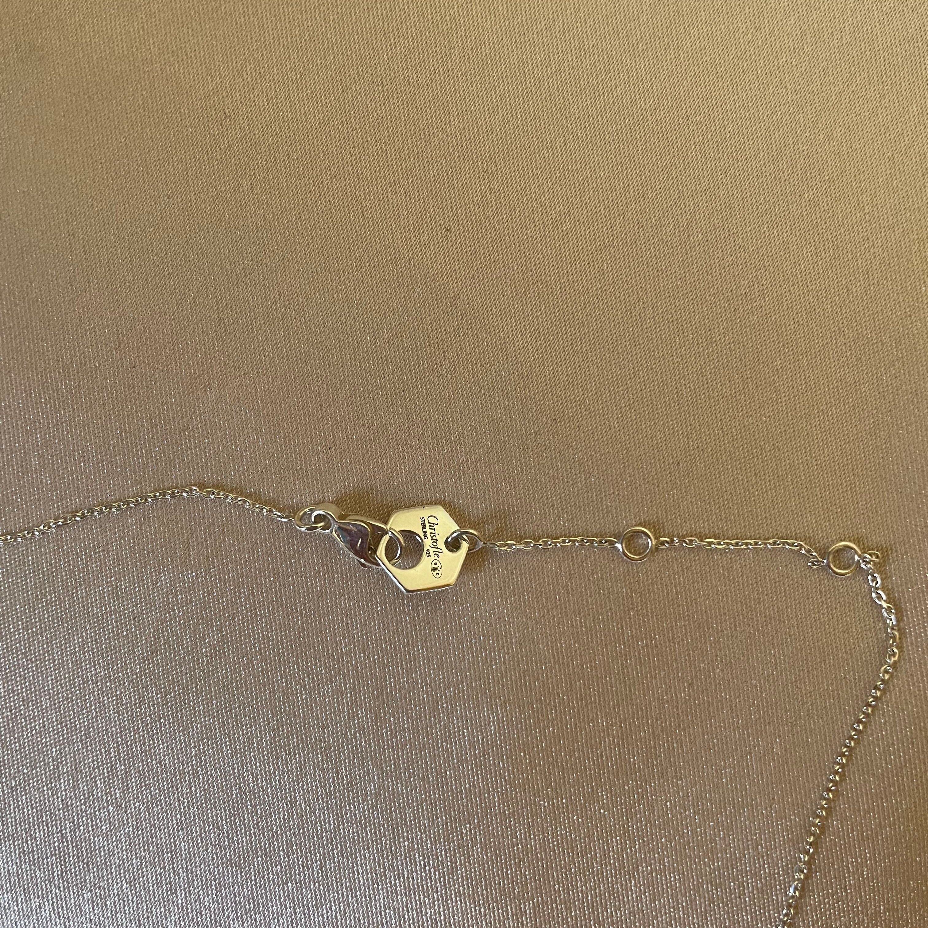 Christofle BeeBee Sterling Silver Blue Enamel Pendant Necklace