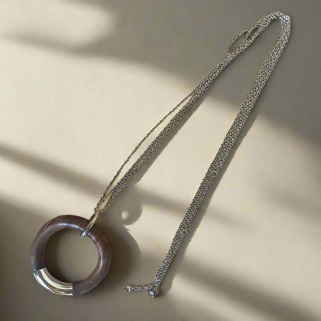 Idole de Christofle Sterling Silver Rosewood Large Necklace