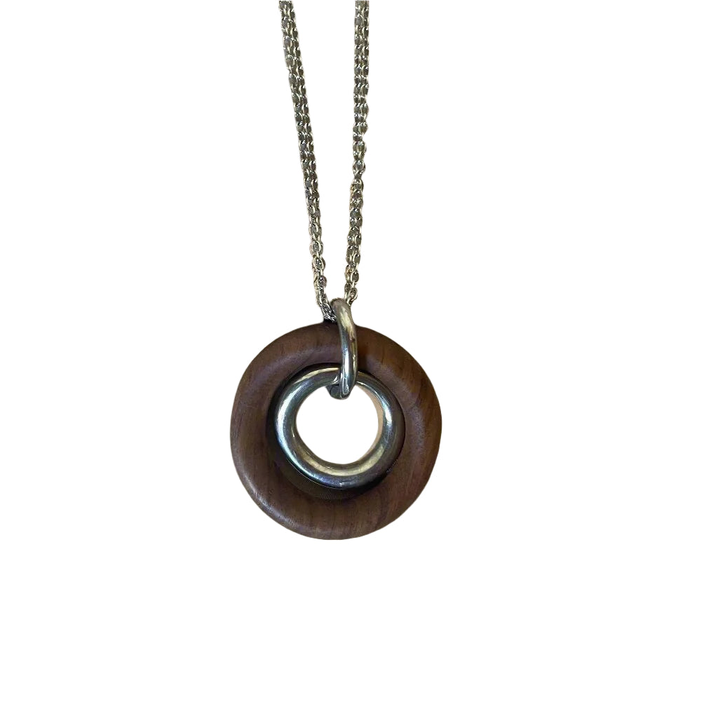 Idole de Christofle Sterling Silver Rosewood Pendant Necklace