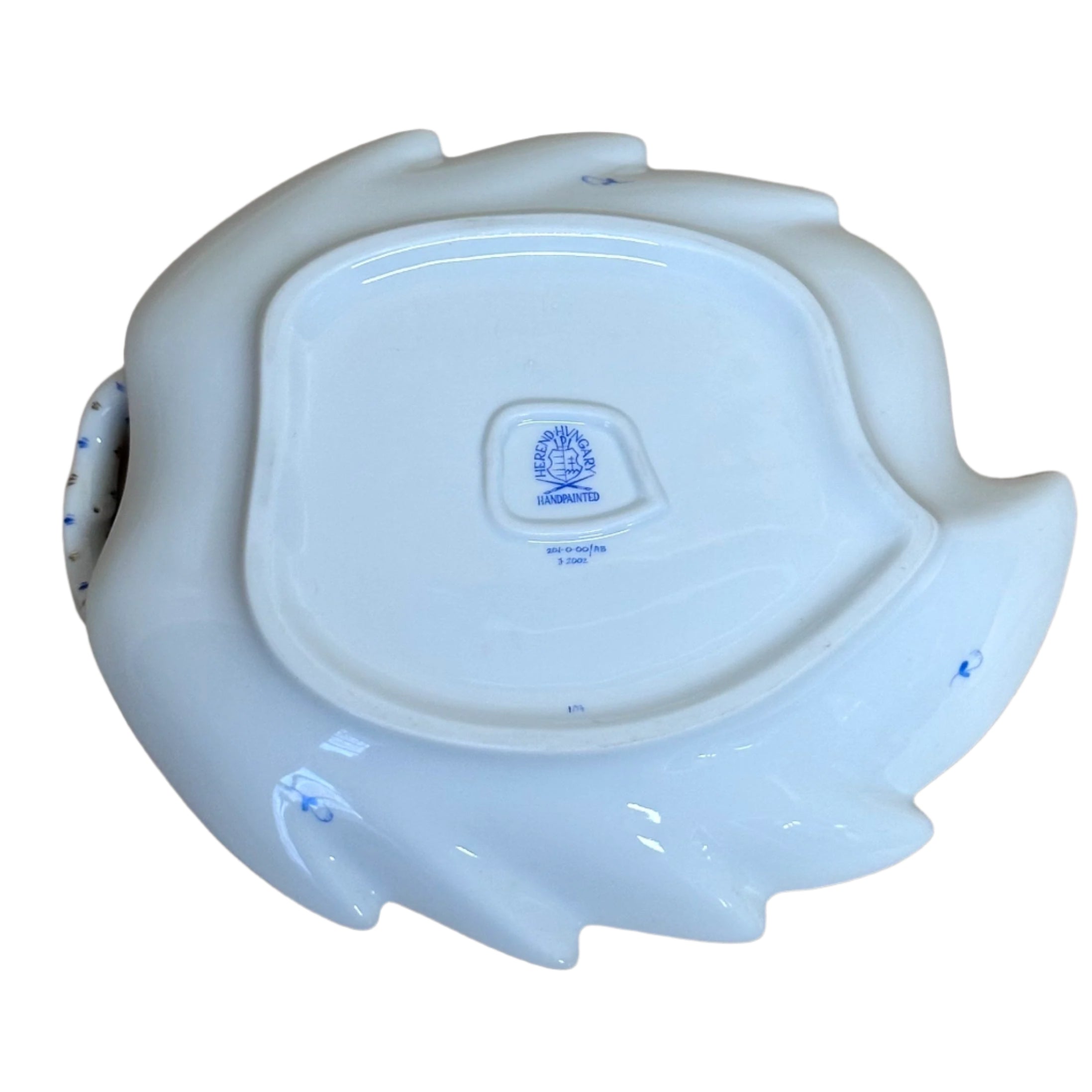 Herend Porcelain Chinese Bouquet Blue Gold Leaf Dish 201-0-00/AB