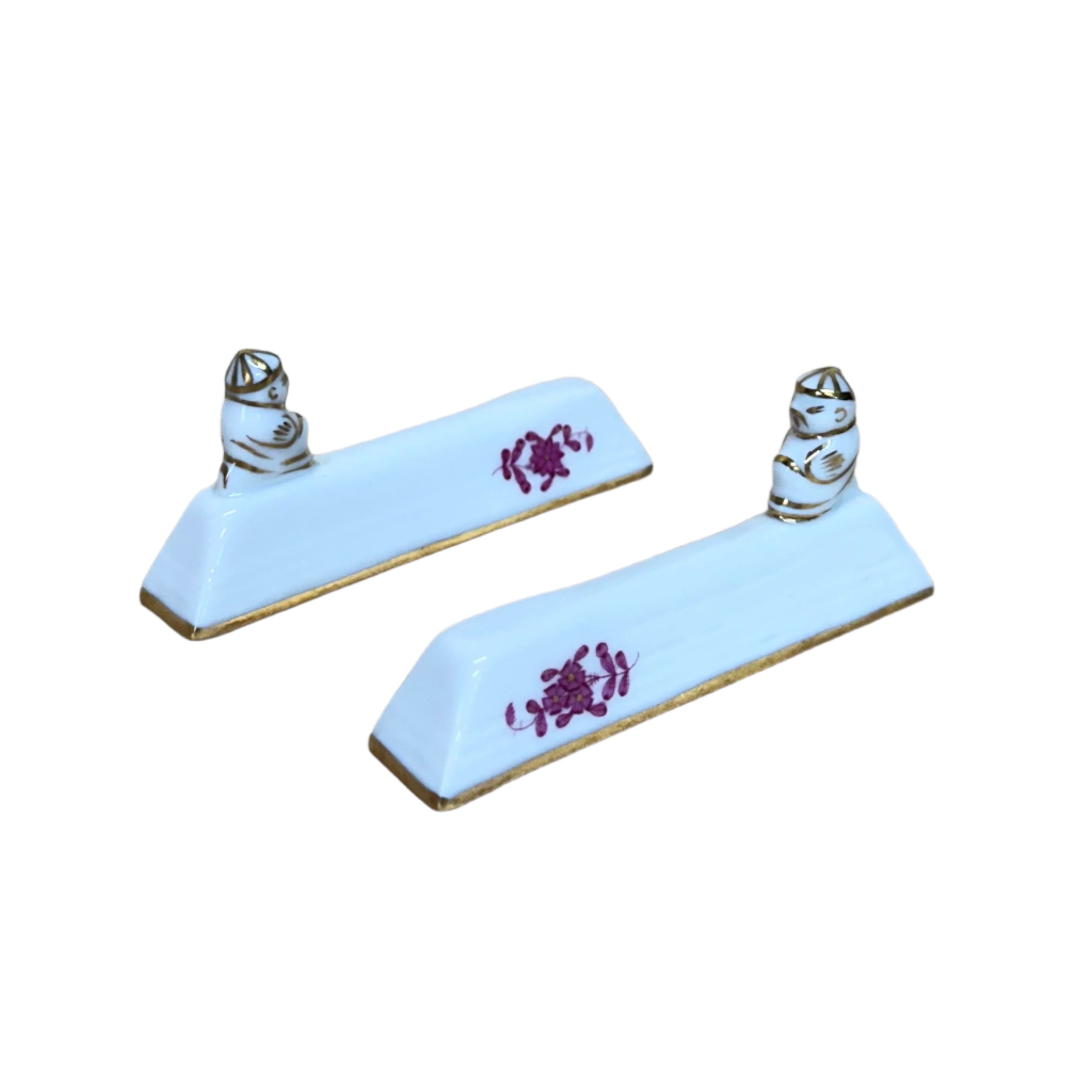 Set of 12 Herend Chinese Bouquet Raspberry Knife Rest 8044/C-AP